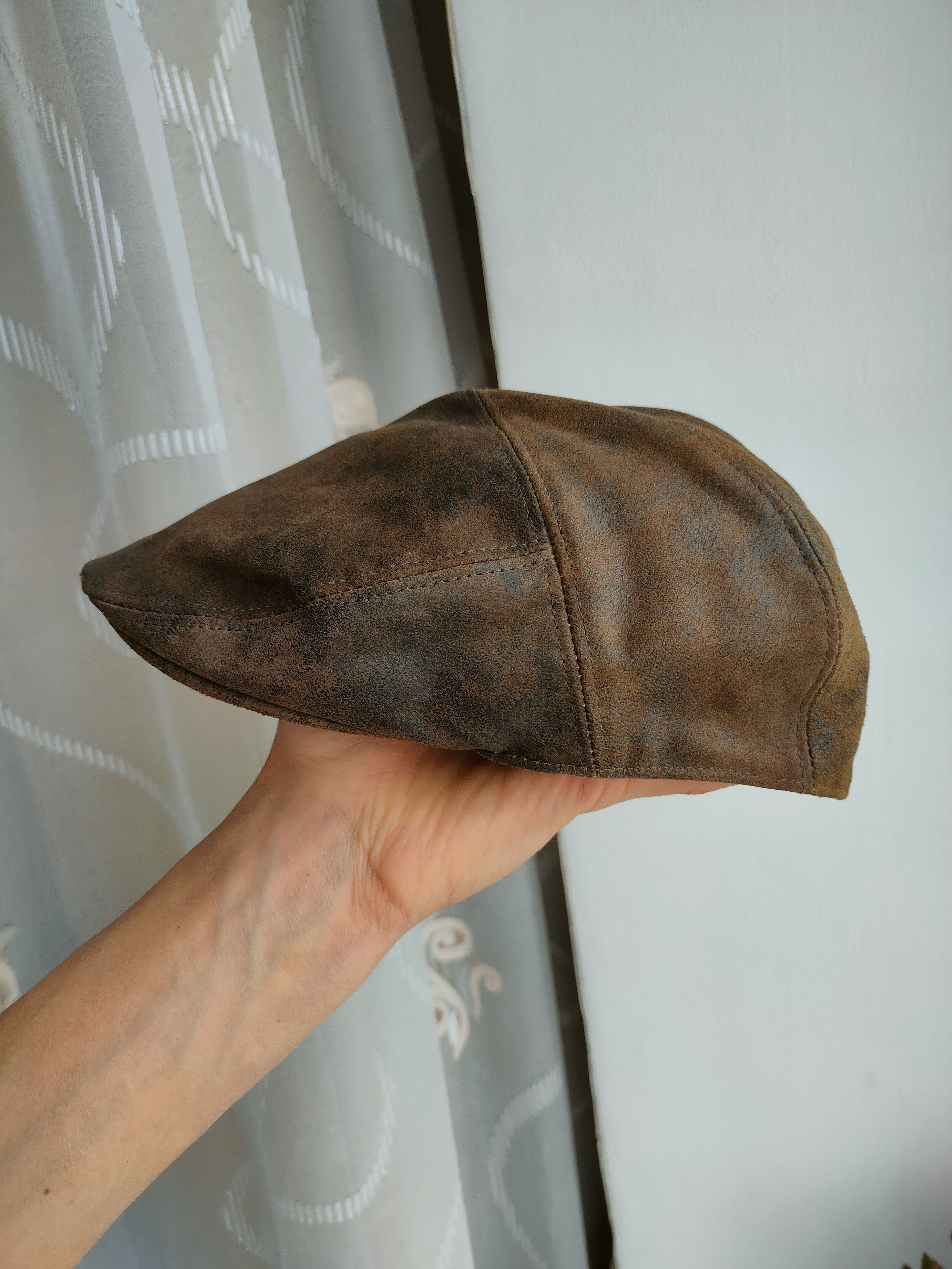 Genuine Leather Eureka Stokade vintage leather cap hat cartouche flat cap Size ONE SIZE - 4 Thumbnail