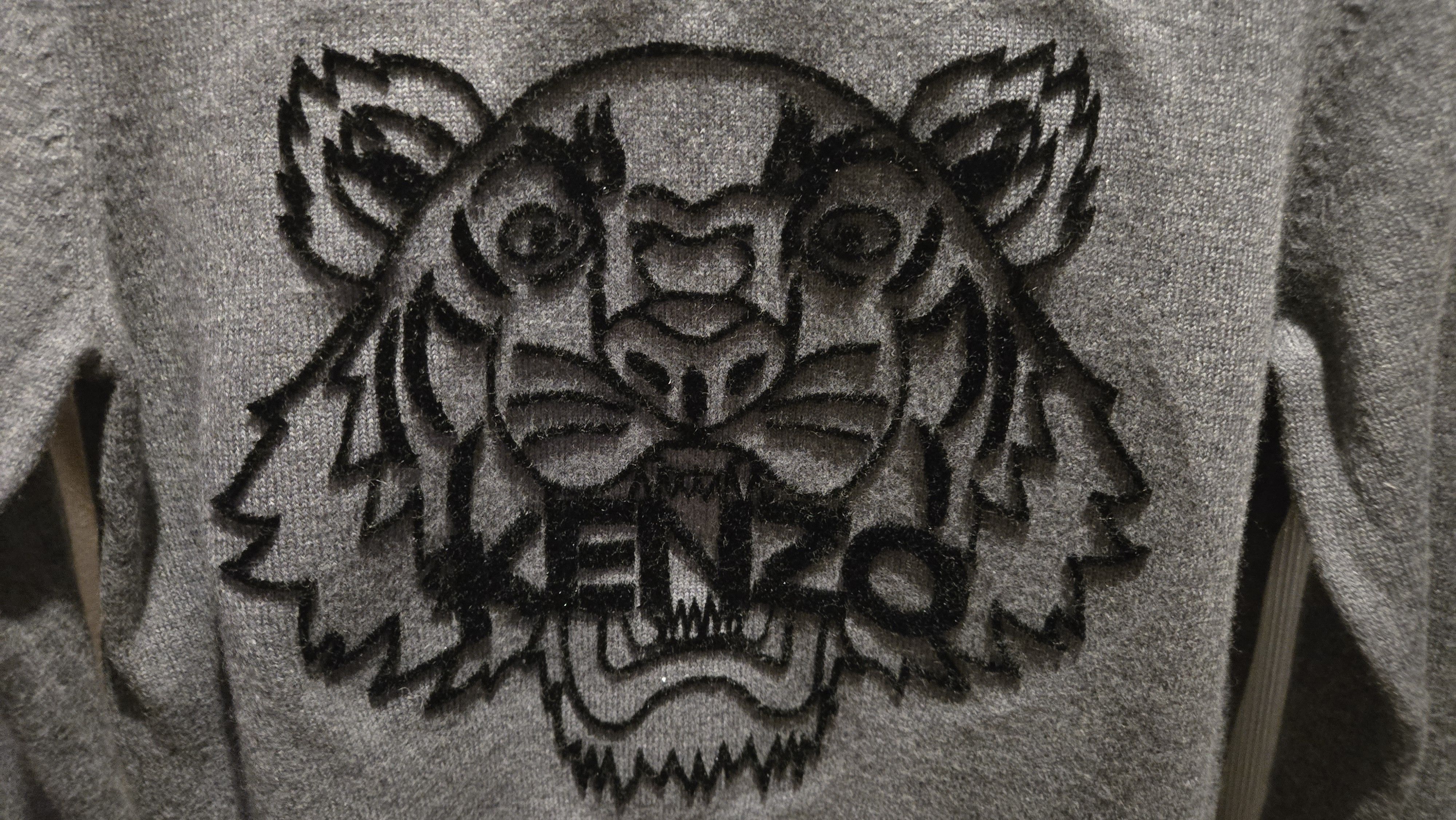 Kenzo Kenzo Grey Knitted Sweater with Stitched Tiger (Black) Size US S / EU 44-46 / 1 - 2 Thumbnail