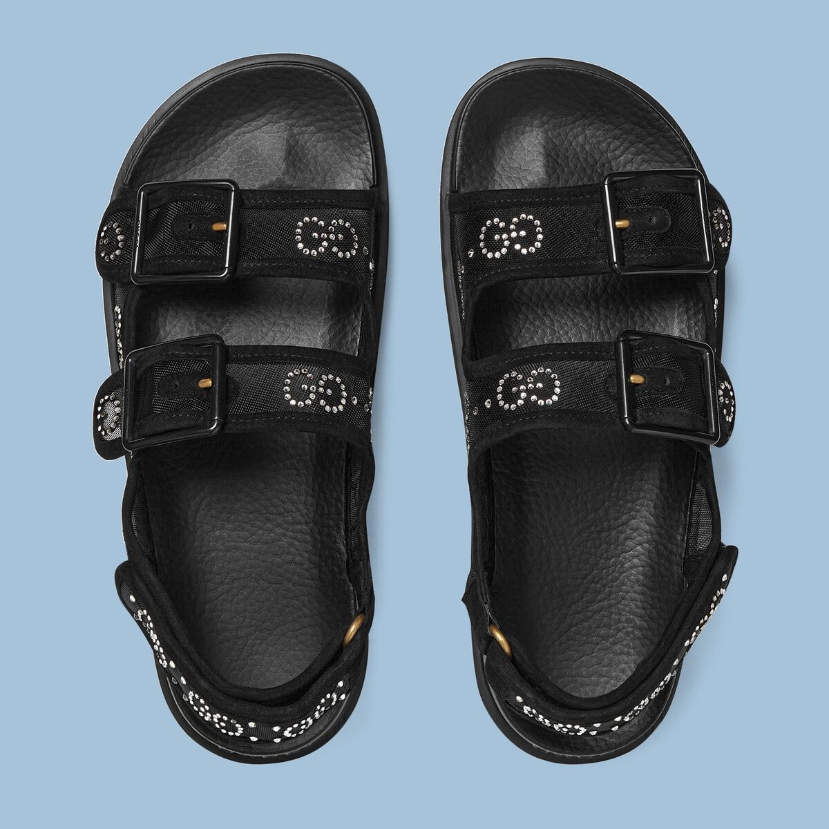 Gucci o1s1wg110425 Women's GG Sandals With Crystals in Black Size US 12 / IT 42 - 5 Thumbnail