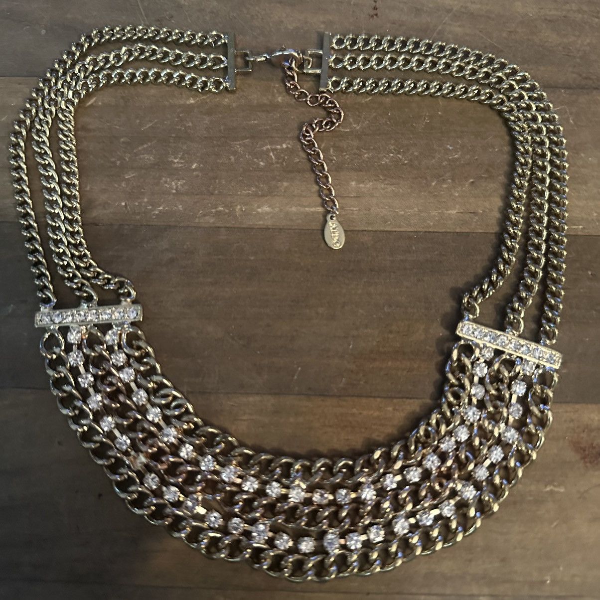 Aldo Aldo gold tone multi chain rhinestone collar necklace Size ONE SIZE - 2 Thumbnail