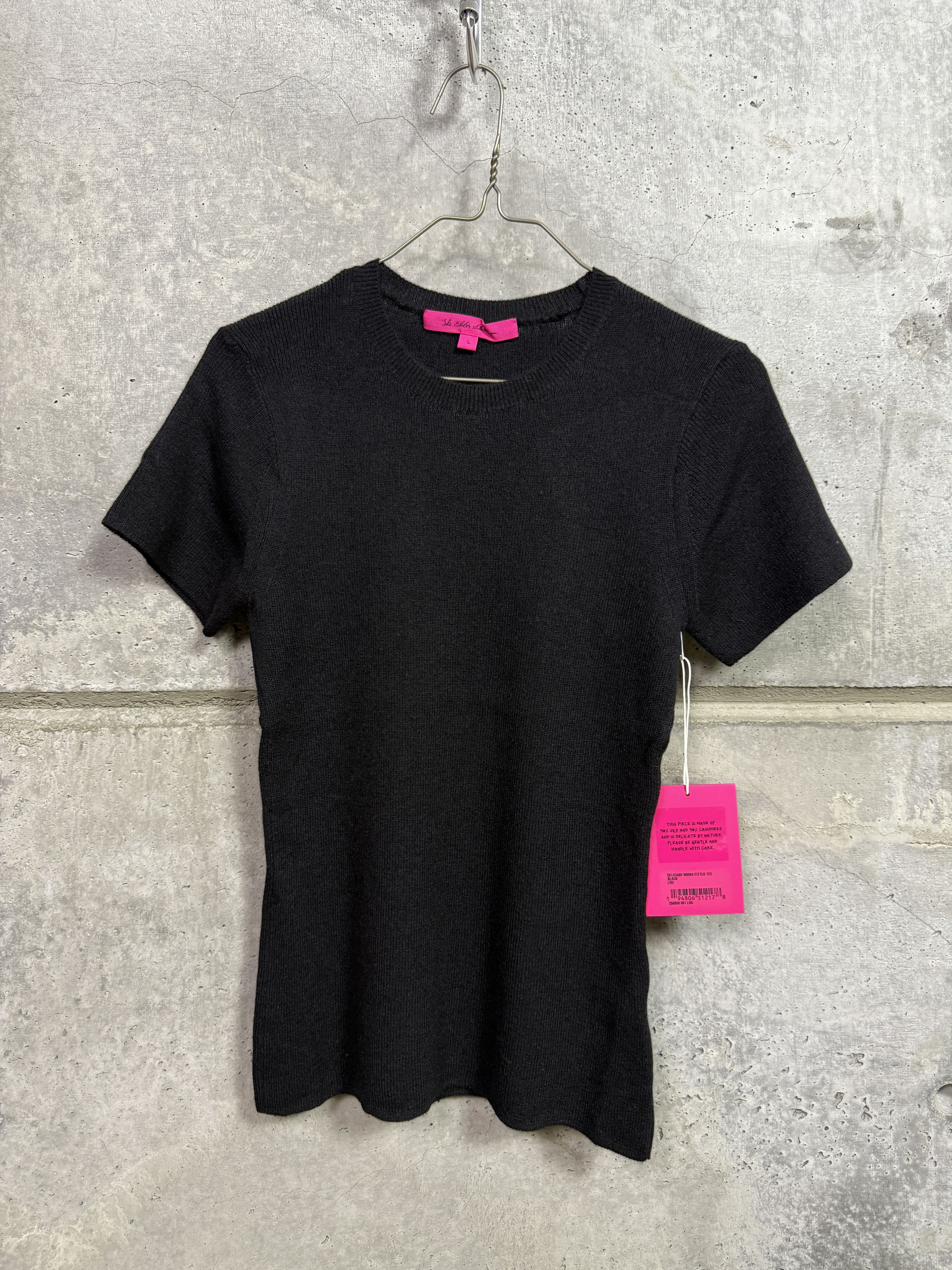 The Elder Statesman $495 The Elder Statesman Delicash Black Fitted Tee Size L / US 10 / IT 46 - 6 Thumbnail
