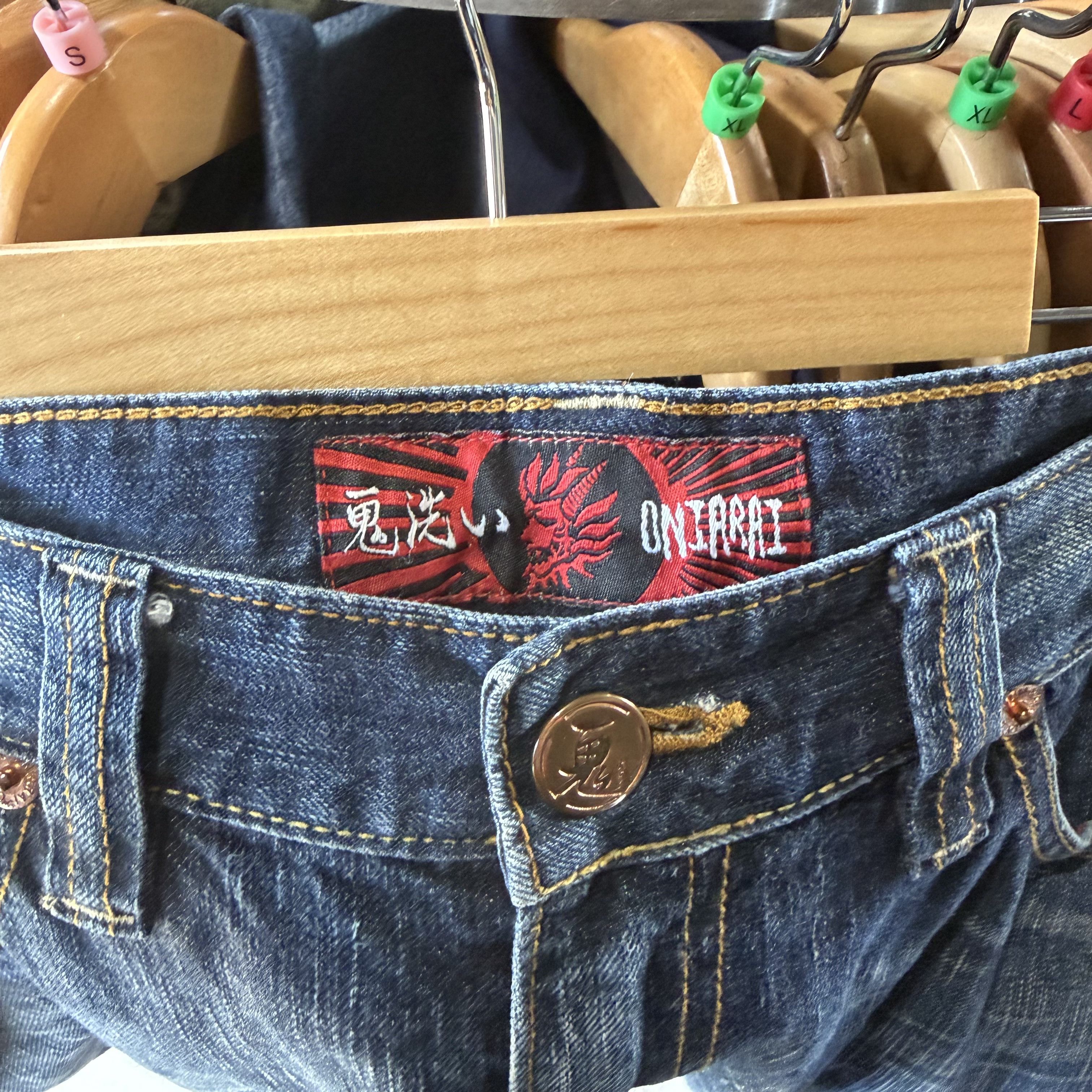Oni Vtg Japanese ONI Jeans Mens Blue Arai Demon Embroidered Size US 36 / EU 52 - 6 Thumbnail
