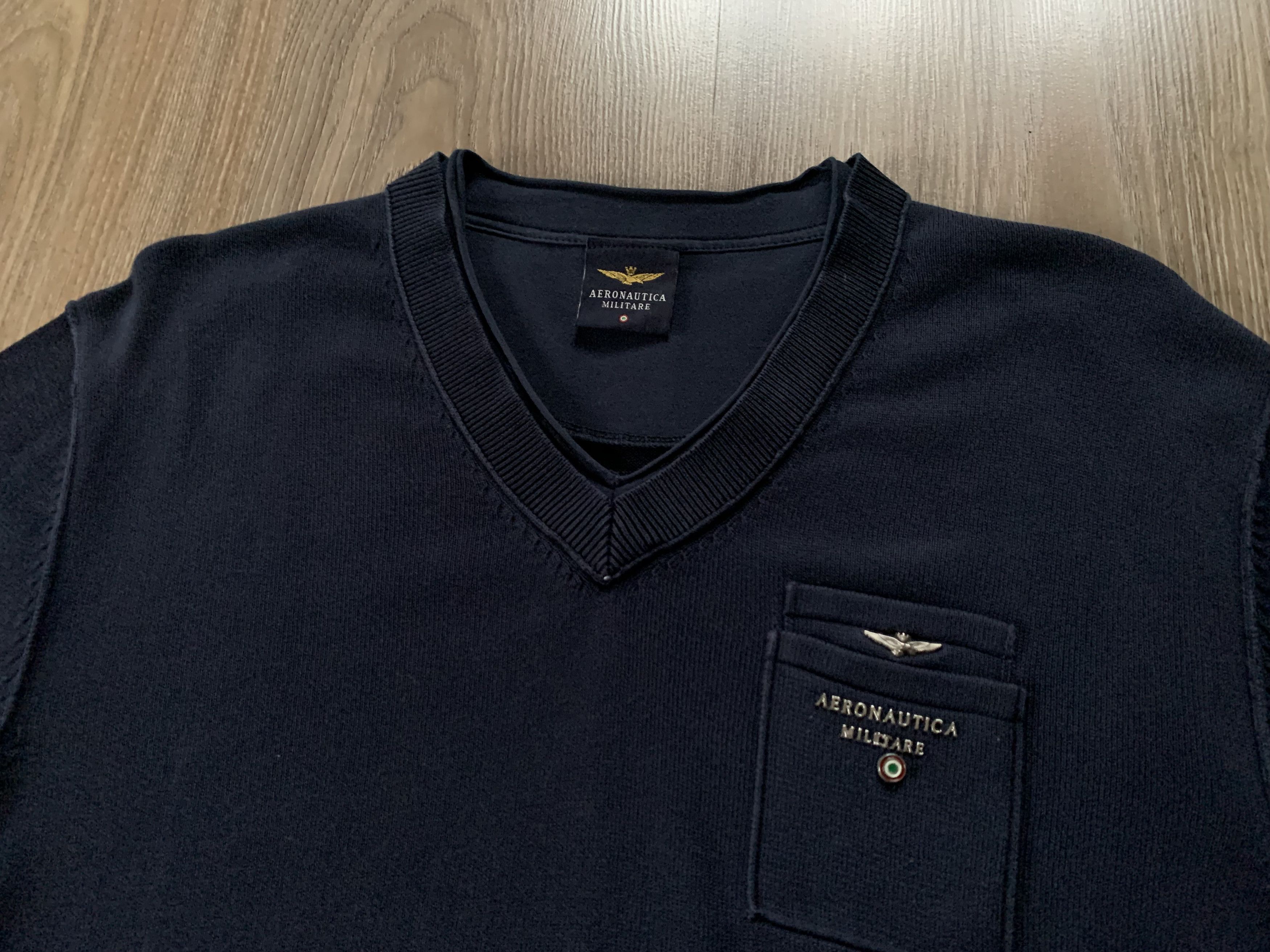 Aeronautica Militare Aeronautica Militare V Neck Cotton Sweater Steel Logo Size US M / EU 48-50 / 2 - 4 Thumbnail