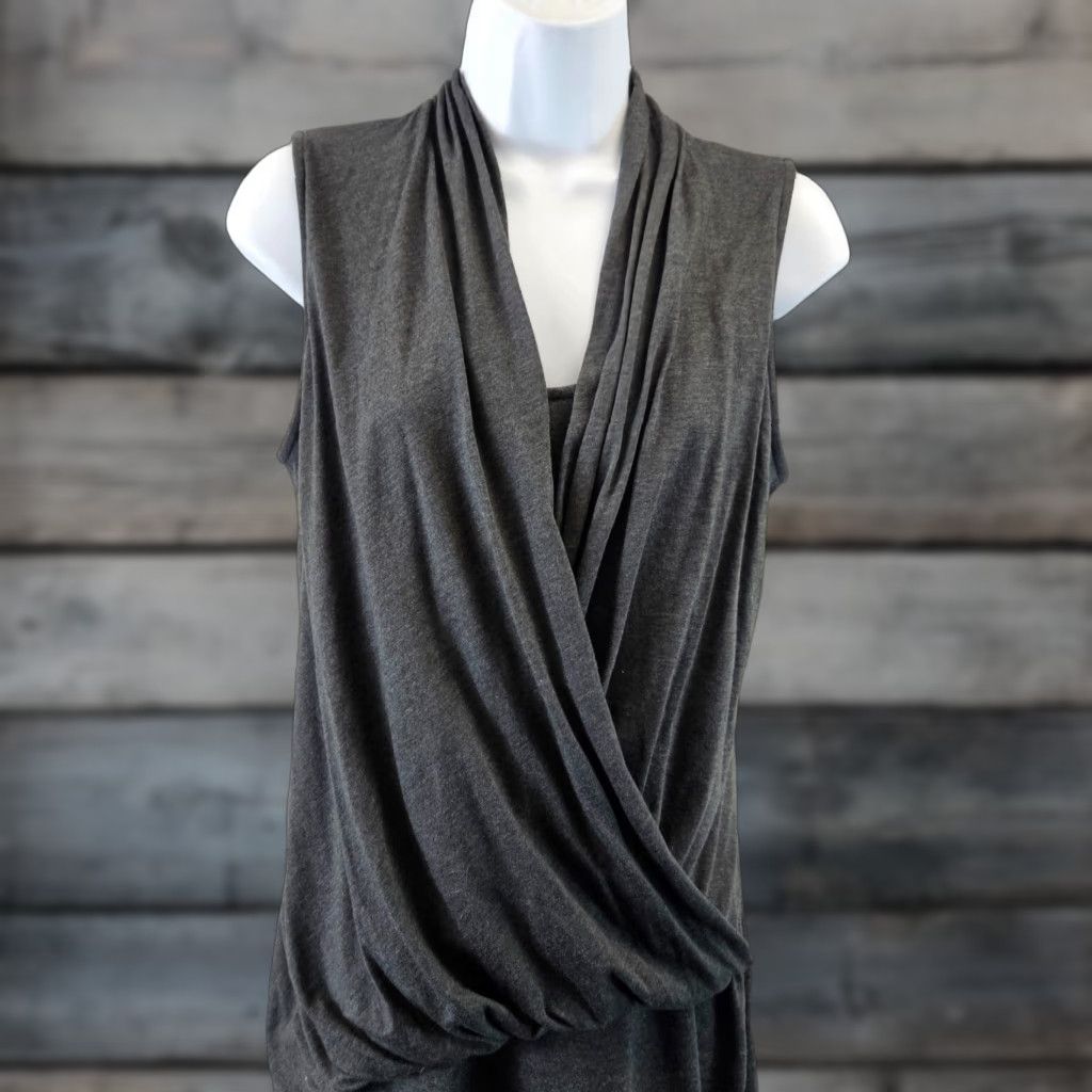 Athleta Athleta Womens Duet Faux Wrap Dress Sz Small Solid Gray Sleeveless Dress Womens Small Gray Wrap Size S / US 4 / IT 40 - 1 Thumbnail