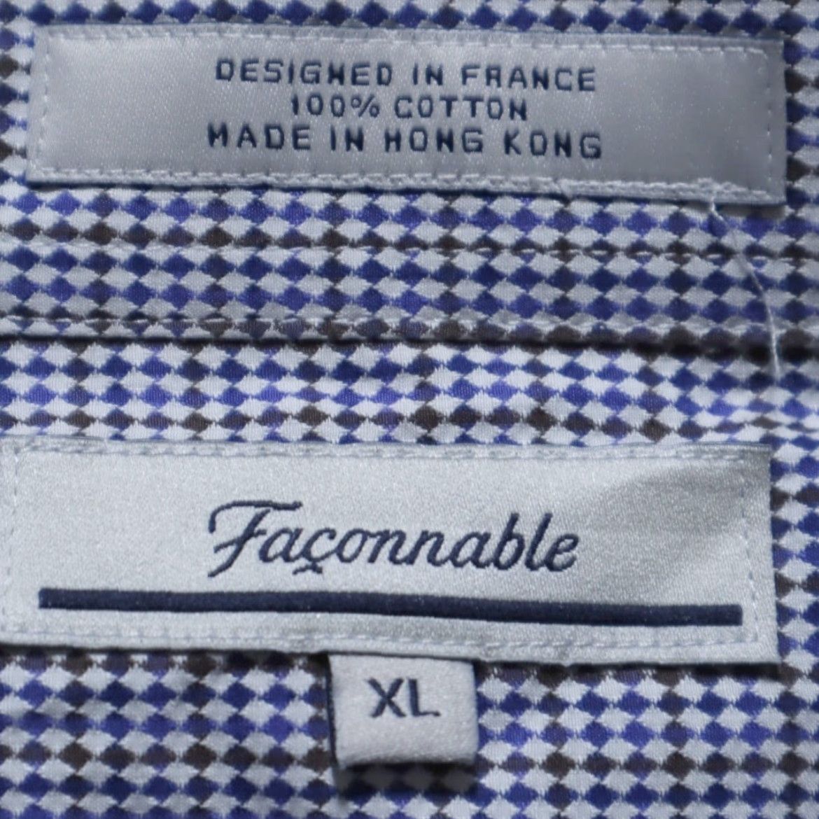 Faconnable VINTAGE Faconnable Diamond Check Long Sleeve Button Up Shirt Gray Men's XL Size US XL / EU 56 / 4 - 5 Thumbnail