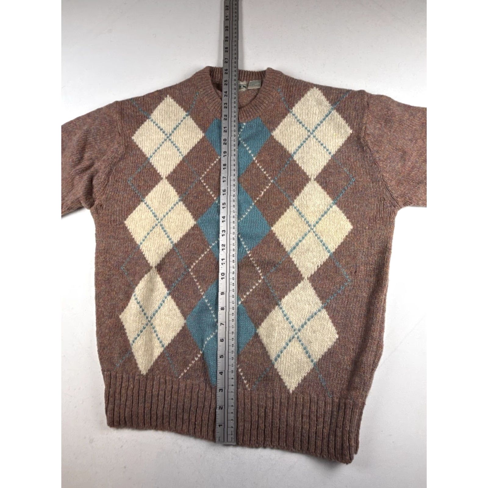 Sears VINTAGE Sears Classic Mens L 100% Shetland Wool Gray Black Argyle V-Neck Sweater Size US XL / EU 56 / 4 - 4 Thumbnail