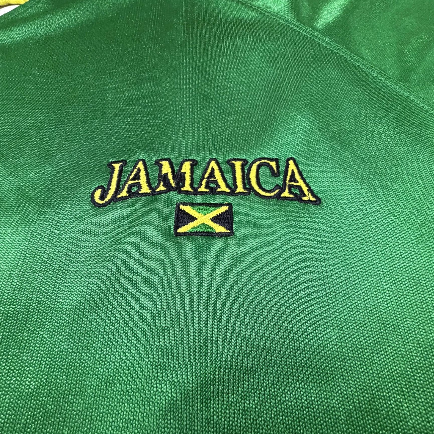 Vintage Jamaica Jersey Mens 2XL Green Embroidered Flag Raglan V-Neck Island Style Shirt Boys? Size US XXL / EU 58 / 5 - 3 Thumbnail