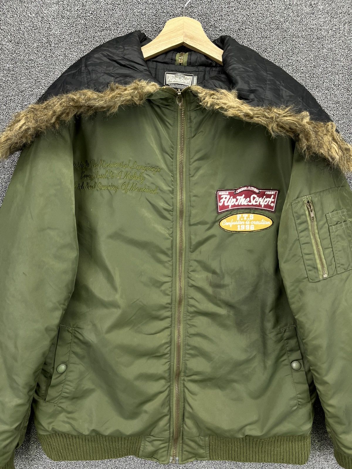 Japanese Brand Vintage Flip The Script Fur Hooded Bomber Jacket Size US M / EU 48-50 / 2 - 6 Thumbnail