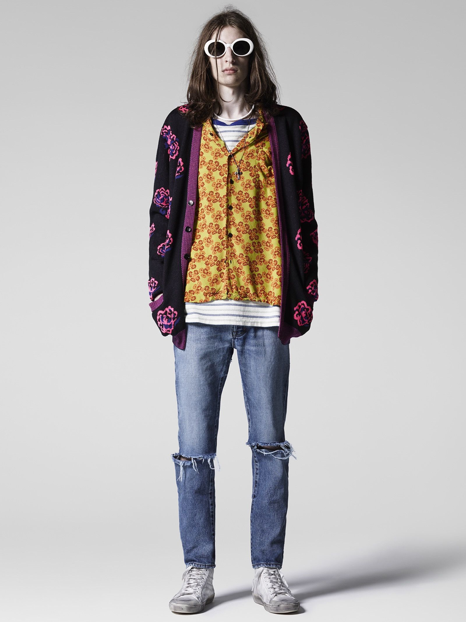 Hedi Slimane × Saint Laurent Paris Saint Laurent Rose Floral Cardigan Surf Sound Paris SS16 Size US L / EU 52-54 / 3 - 1 Thumbnail