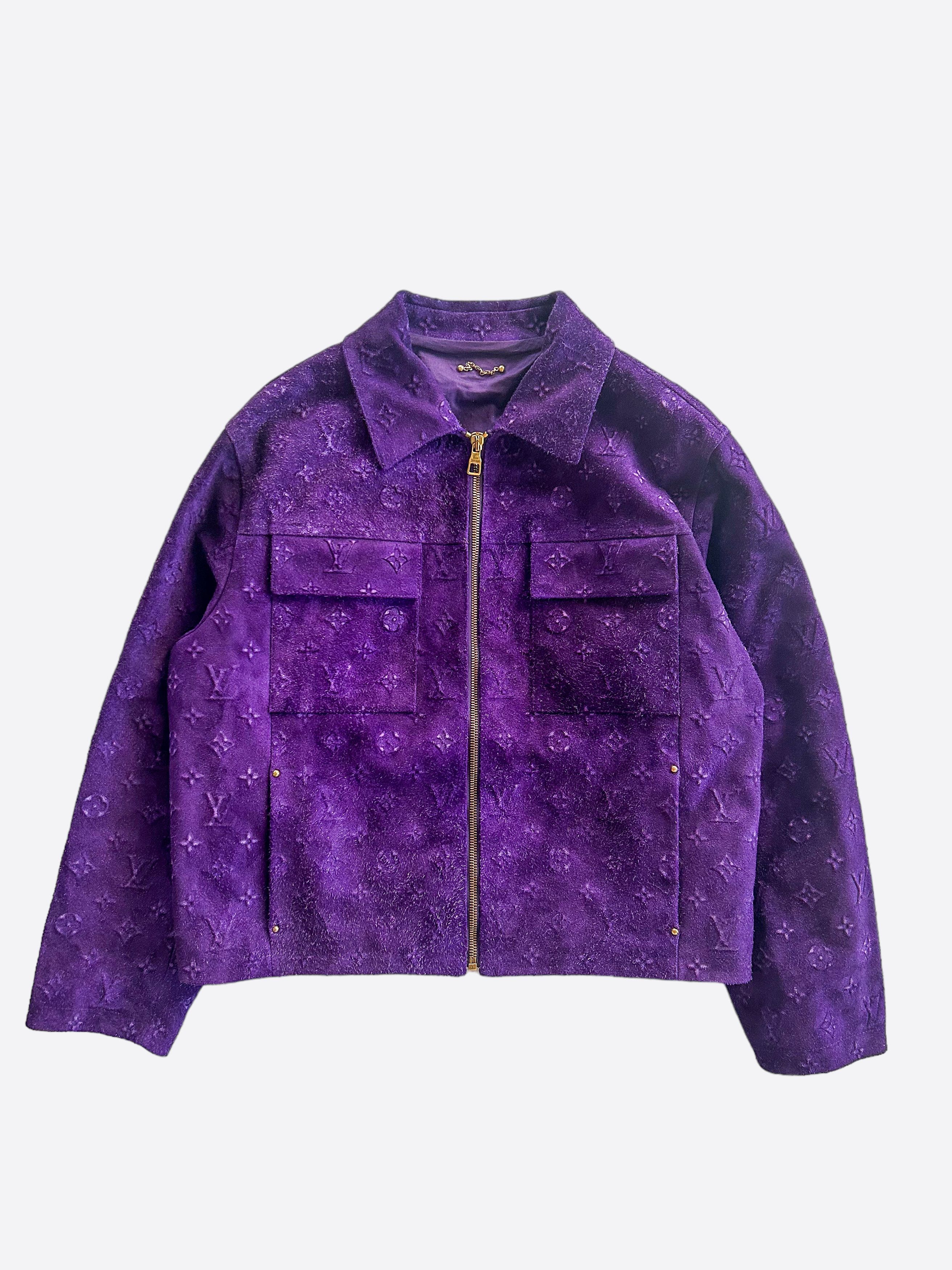 image of Louis Vuitton Purple Embossed Monogram Suede Workwear Jacket, Men's (Size 2XL)