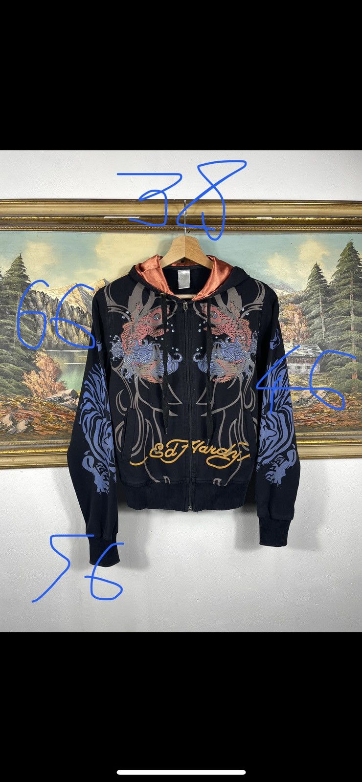 Christian Audigier × Ed Hardy × Vintage Ed Hardy Retro 00s Hoodie With Crystals Affliction Grunge Size US XS / EU 42 / 0 - 8 Thumbnail