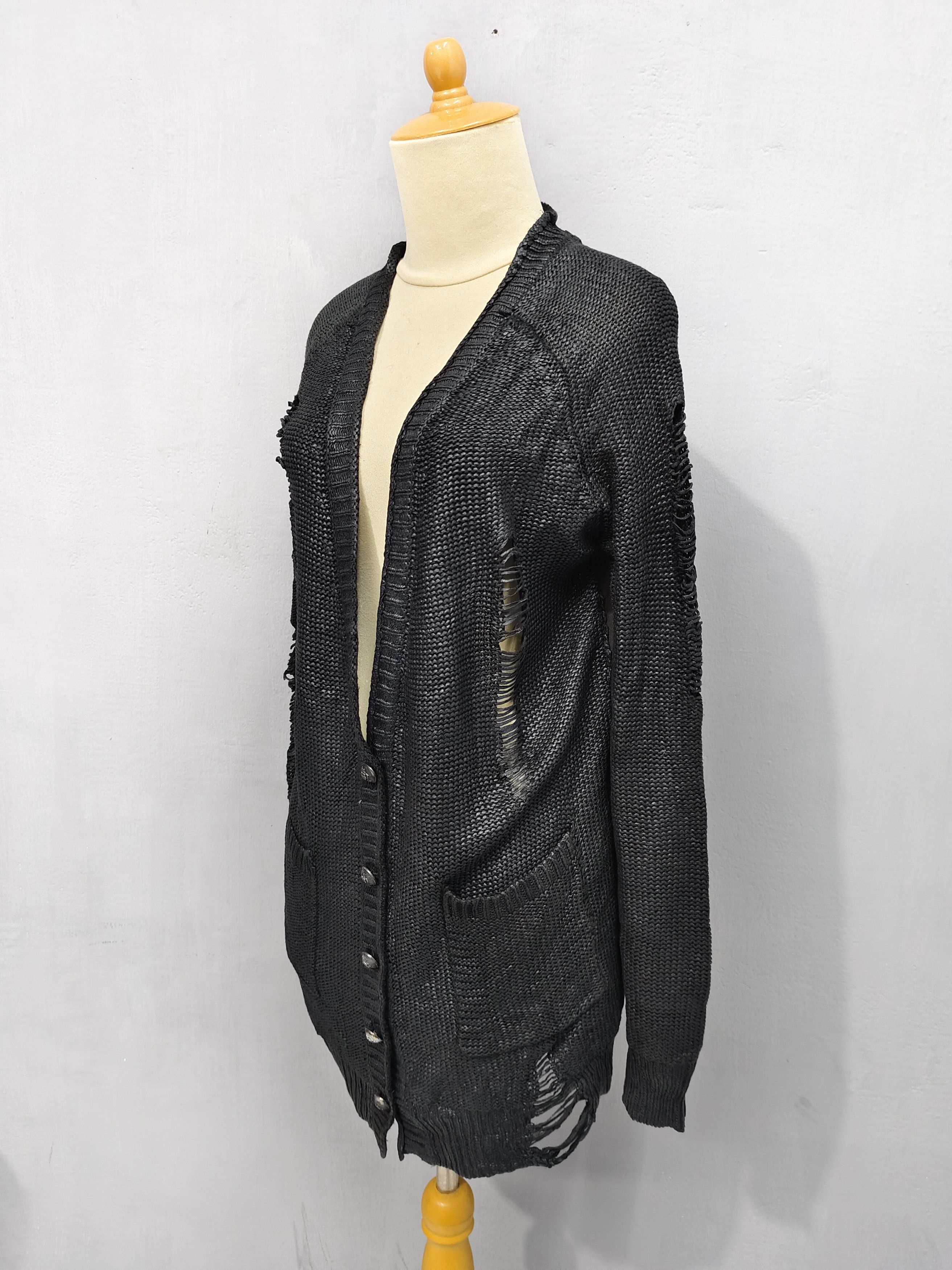 Seditionaries 🇫🇷 Rive Gauche❤️‍🔥Punk Gothic Distressed Wax Knit Cardiga Size M / US 6-8 / IT 42-44 - 2 Thumbnail