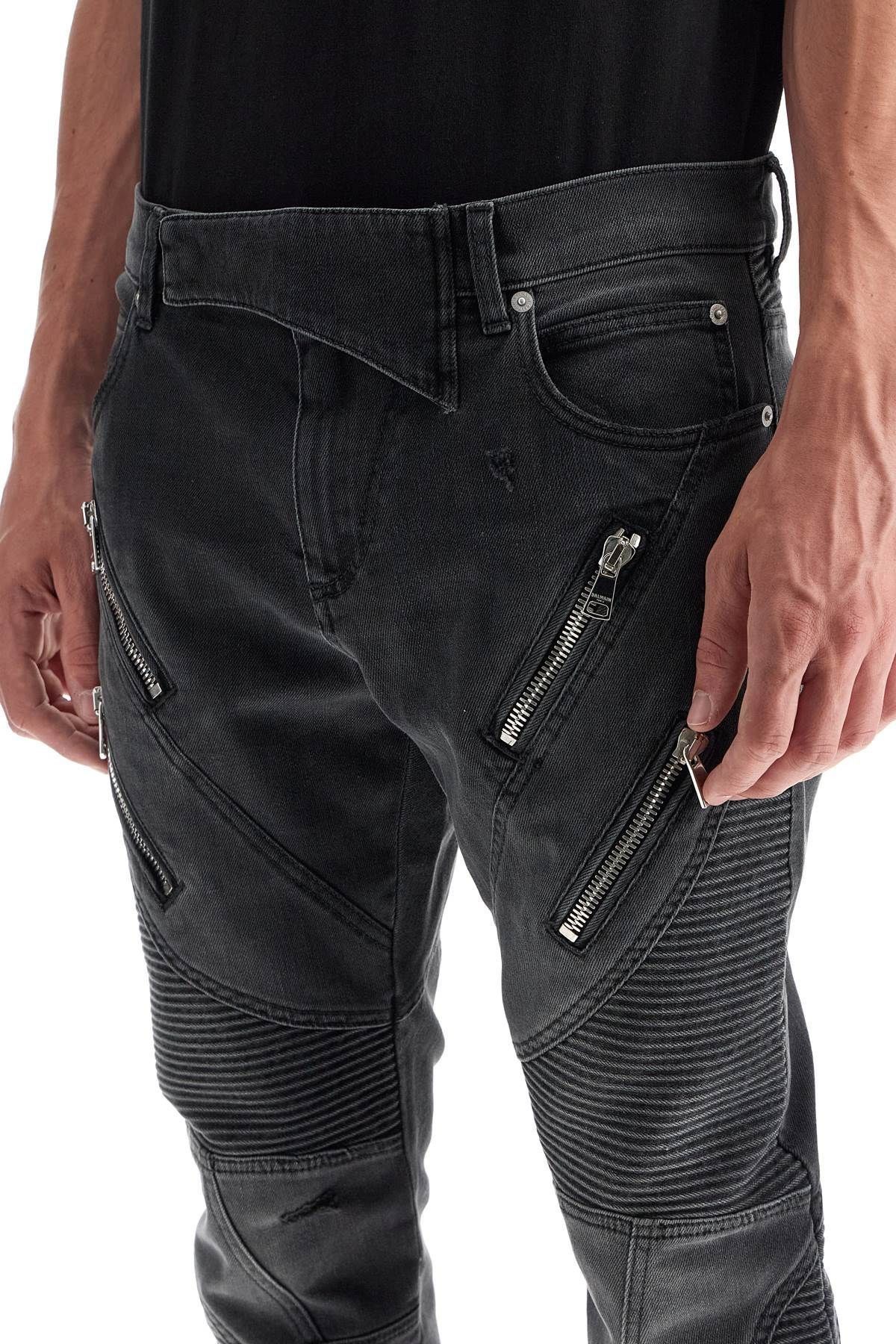 Balmain o1s1wg111025 Slim Fit Biker Jeans in Black Size US 34 / EU 50 - 5 Thumbnail