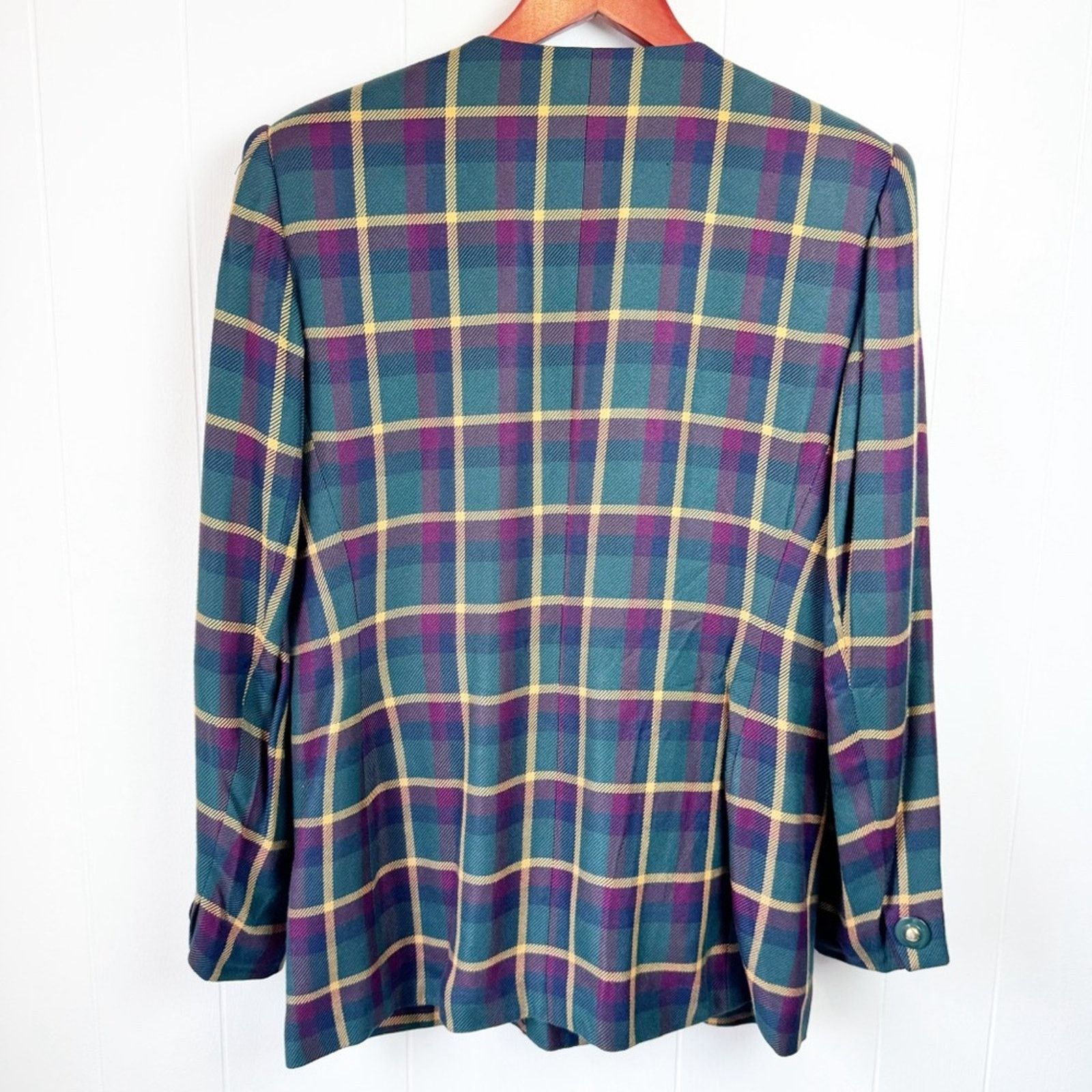 Vintage Vintage Fall Plaid Collarless Button Blazer Women’s Size Med Size M / US 6-8 / IT 42-44 - 4 Thumbnail
