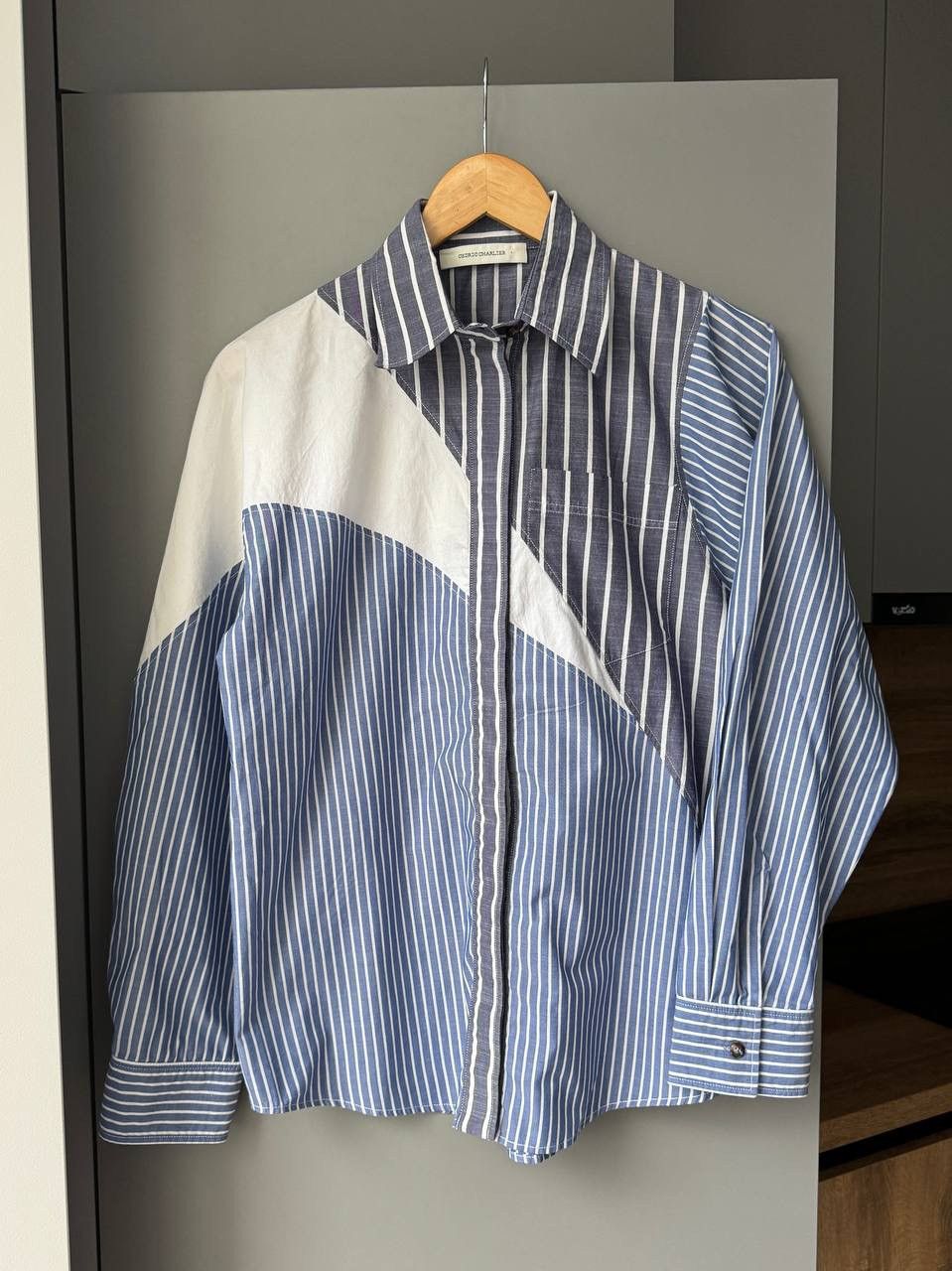 Cedric Charlier Cédric Charlier Two Tone Runway Stripe Shirt Button Up Size M / US 6-8 / IT 42-44 - 1 Thumbnail