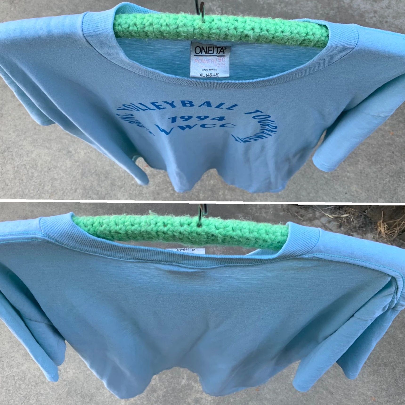 Vintage vintage 1994 WWCC Spring Volleyball Tournament t shirt single stitch XL blue Oneita Power/50 plus graphic print Men T-Shirt 90s Sports Size US XL / EU 56 / 4 - 4 Thumbnail