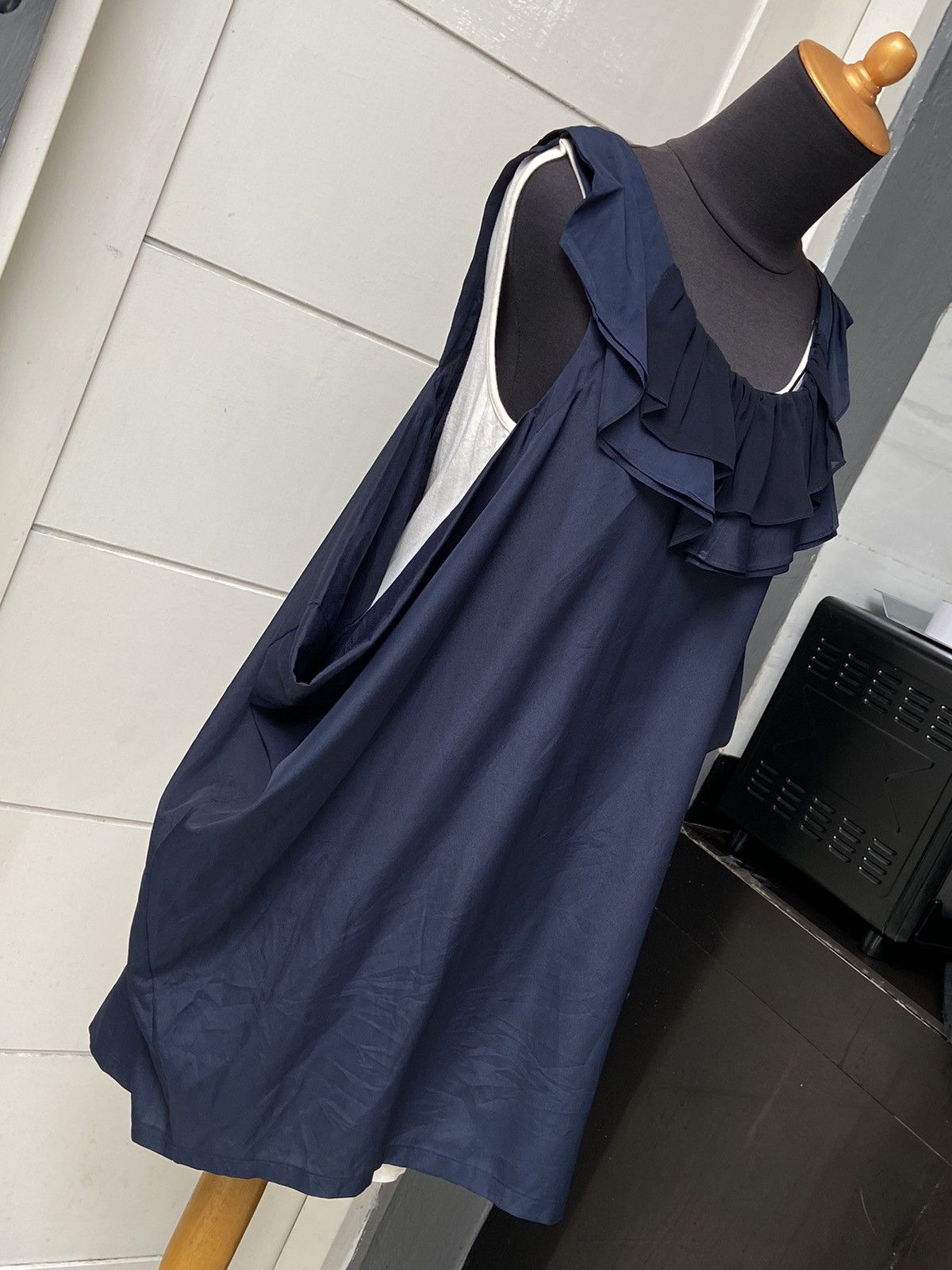 Helmut Lang HELMUT LANG Navy Midi Dress Size XXS / US 00 / IT 34 - 4 Thumbnail