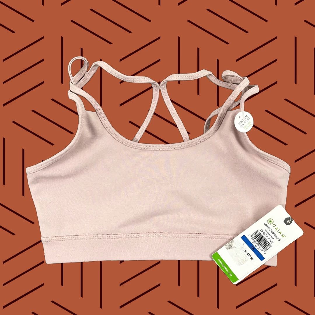 Vintage Gaiam OM Shine Sports Bra Womens XS Dusty Pink Medium Support Fitness Yoga Gym Size ONE SIZE - 1 Thumbnail