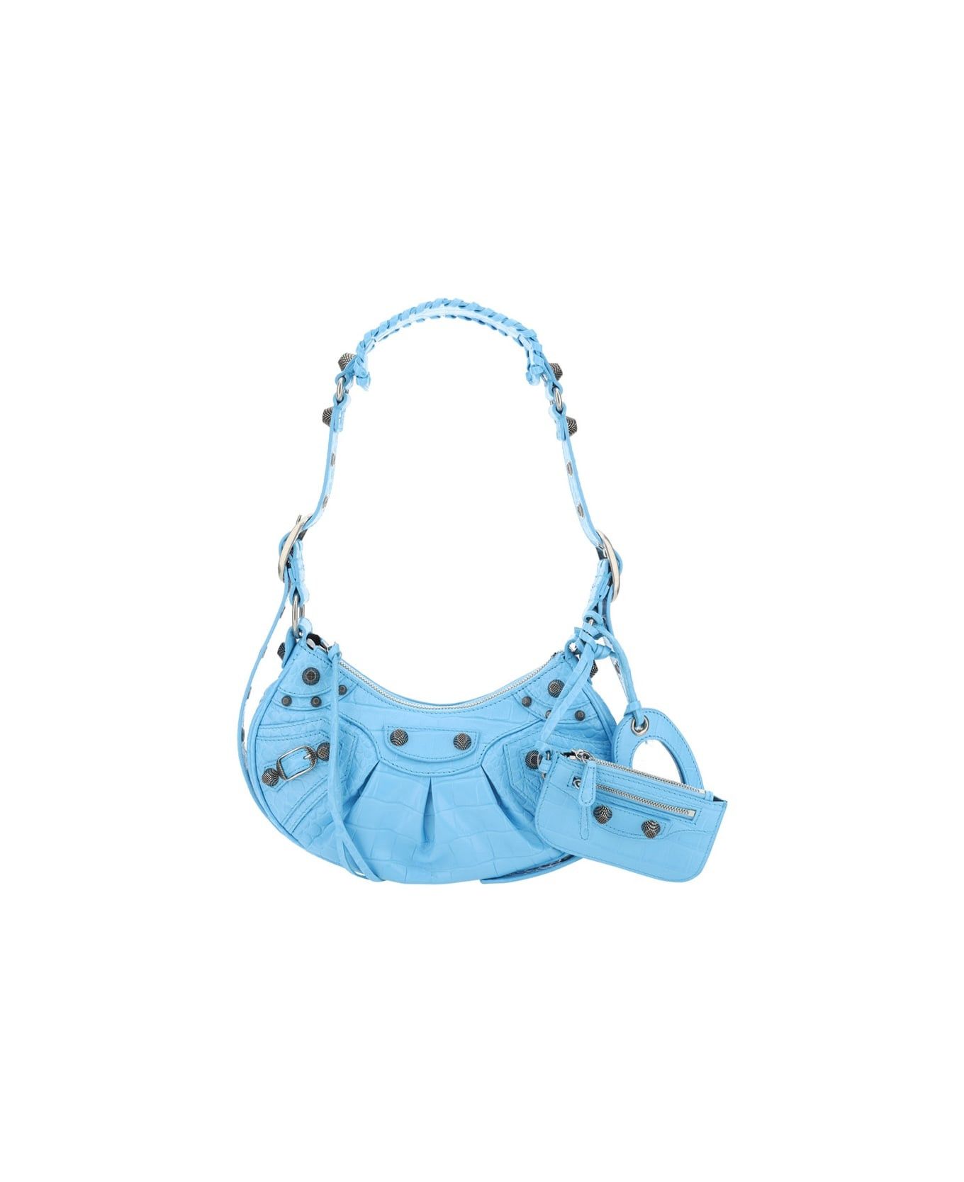 Balenciaga Le Cagole XS Shoulder Bag Crocodile Embossed in blue Size ONE SIZE - 1 Thumbnail