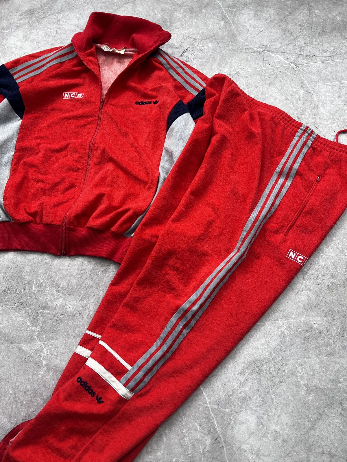 Adidas × Vintage Vintage France Adidas retro trackSUIT velour Jacket+pants Size US M / EU 48-50 / 2 - 14 Thumbnail