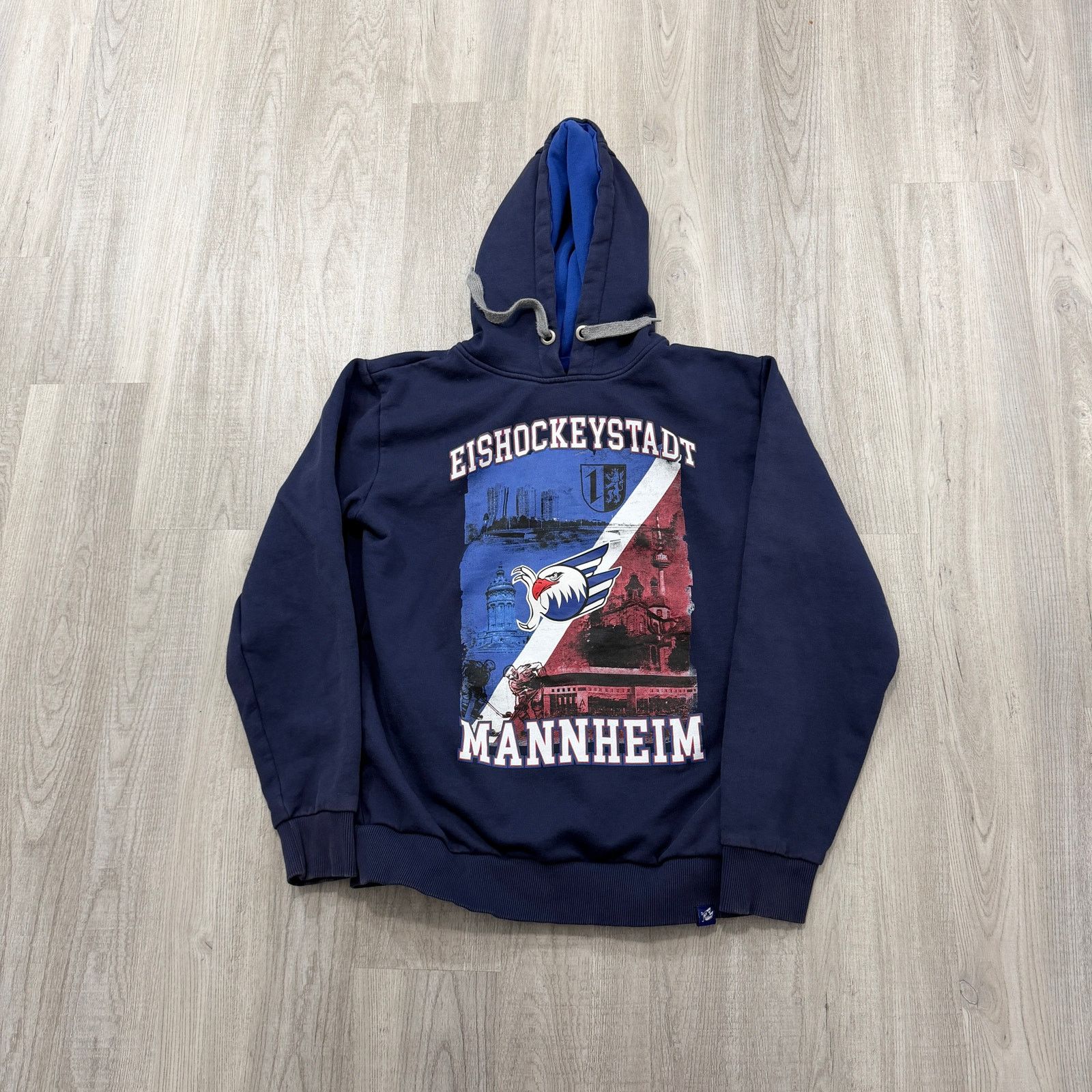 Vintage Adler Mannheim Hockey Hoodie Men's Large Blue Pullover Size US L / EU 52-54 / 3 - 1 Thumbnail