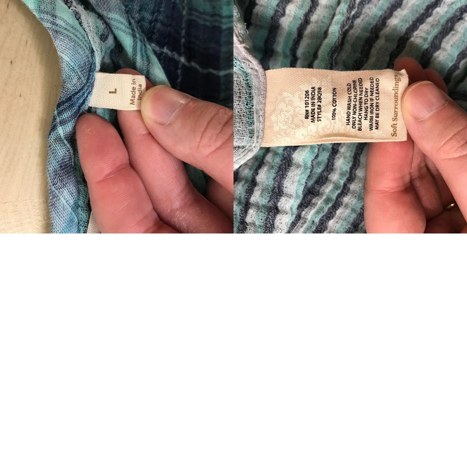 Soft Surroundings Soft Surroundings Plaid Tunic Long Sleeve V-Neck Pocket Blouse Women's L Blue Size L / US 10 / IT 46 - 8 Thumbnail