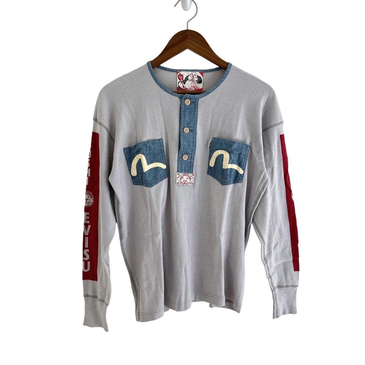 Evisu Logo Sweatshirt w/ Chambray Denim Detailing Vintage Size L / US 10 / IT 46 - 1 Thumbnail