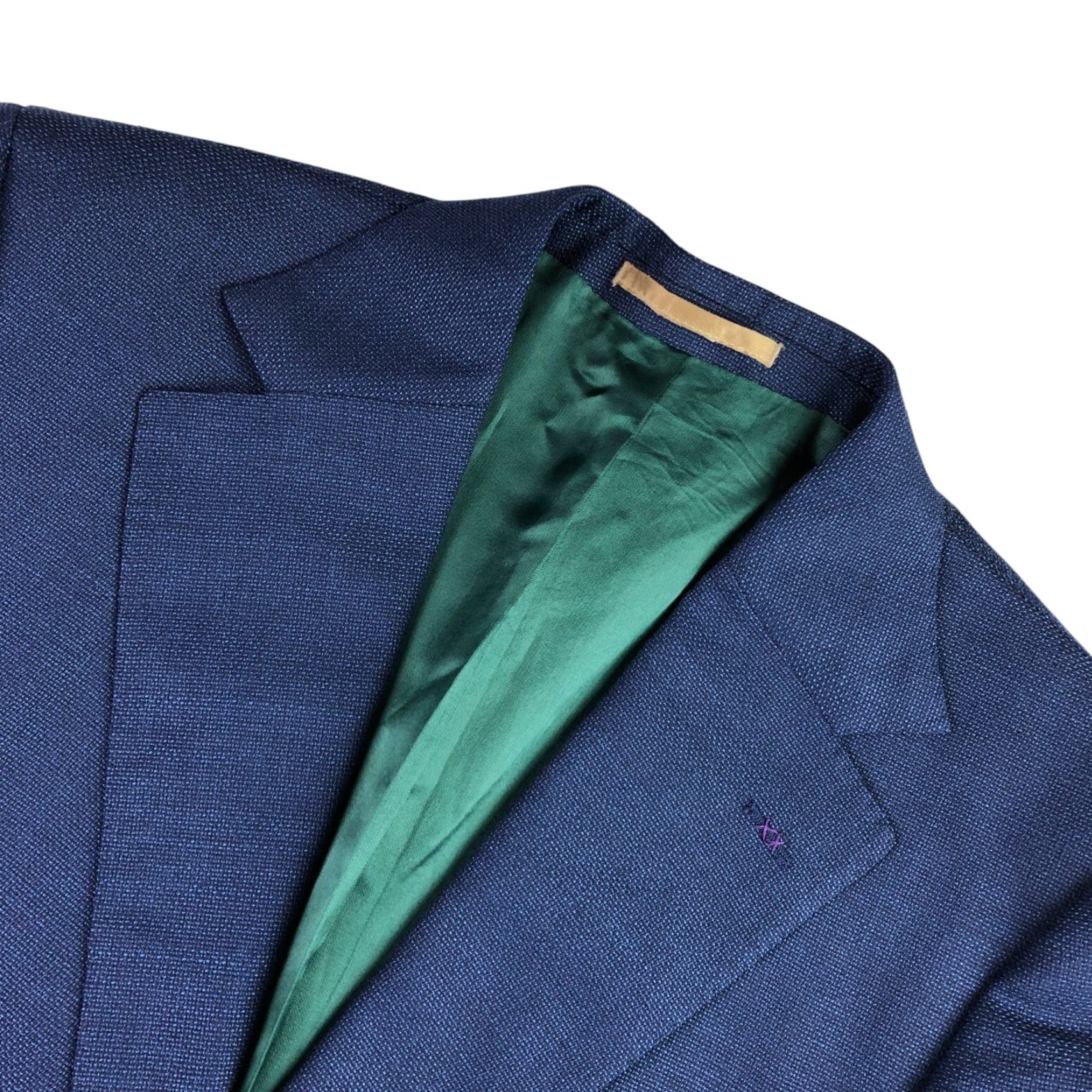 Vintage Beckett & Robb Men's Slim Fit 100% Wool Jacket Blazer Blue • 40 L Jacket Blazer Long Notch Two-Button Pattern Solid Wool Mens, 40 Long Size 40R - 2 Thumbnail
