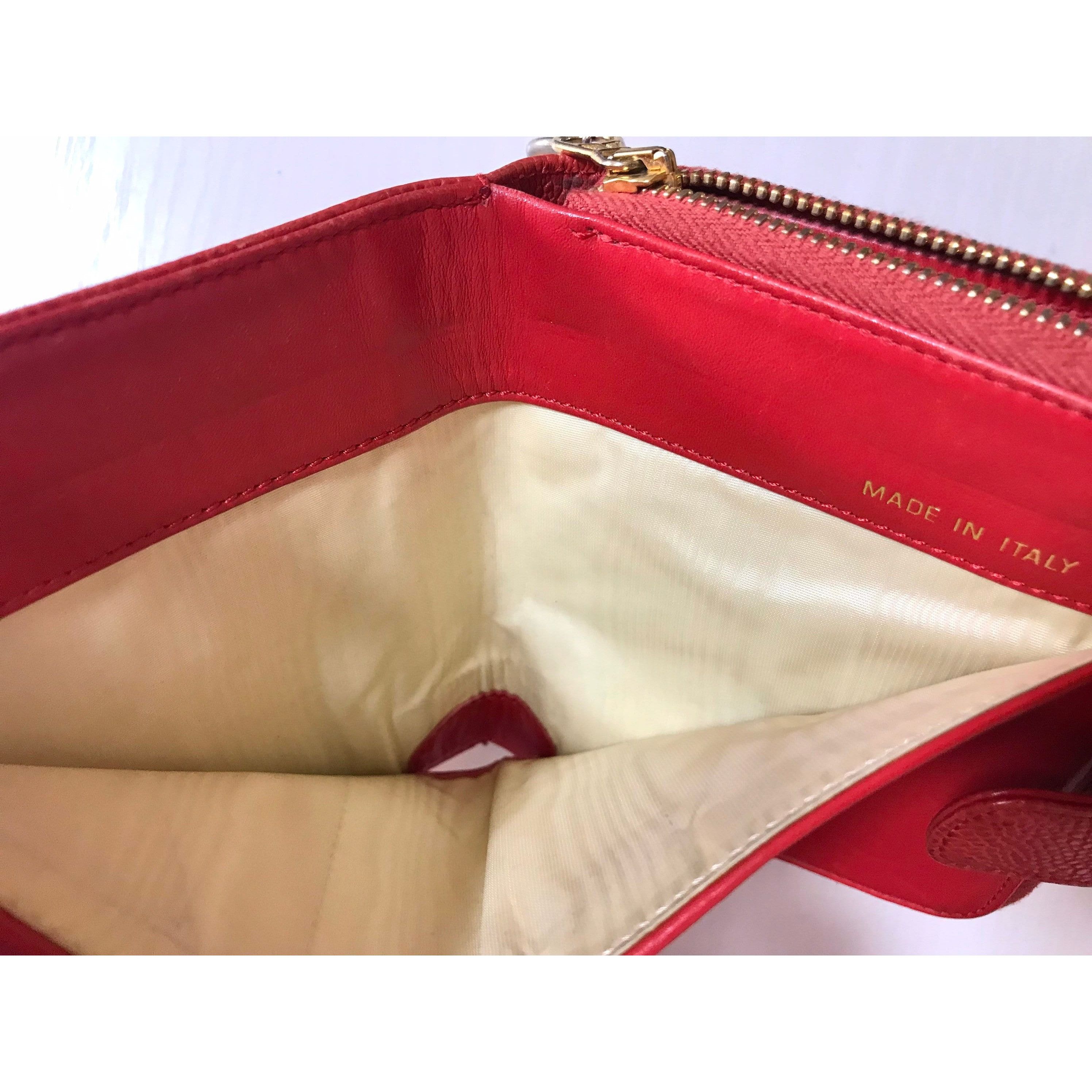 Chanel Vintage CHANEL red caviar skin round zipper wallet with CC Size ONE SIZE - 6 Thumbnail