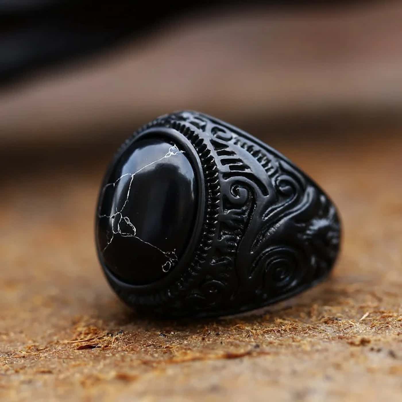 Other Black Stone Ring Size ONE SIZE - 2 Thumbnail