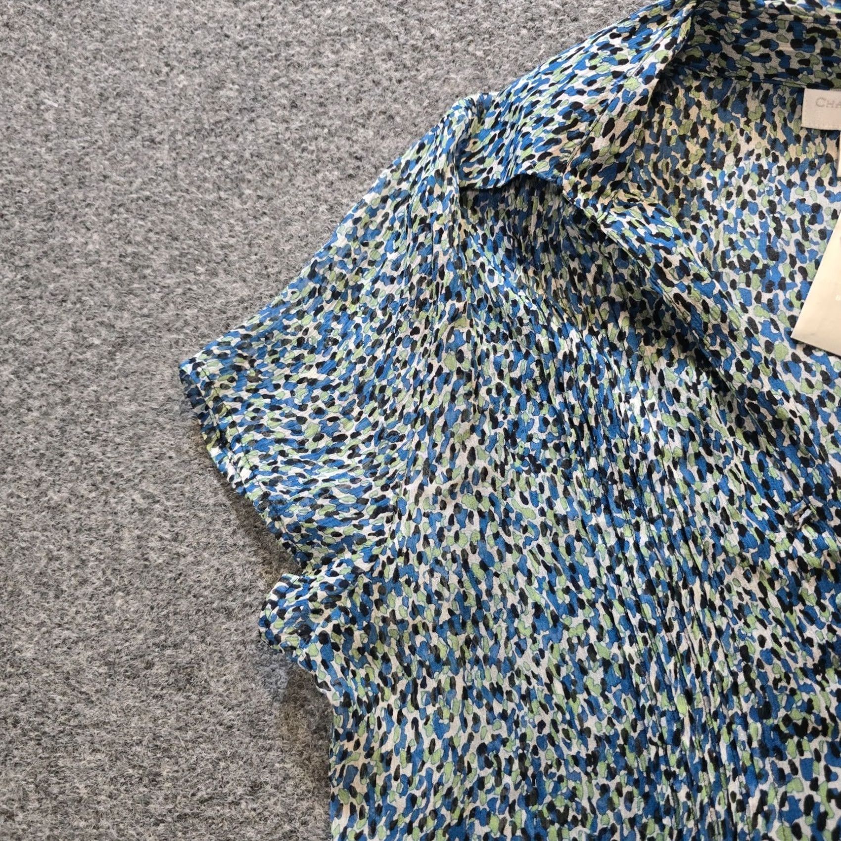Charter Club Charter Club Blouse Shirt Womens 8P Petite Blue Abstract Silk Button Up Sheer Casual Size M / US 6-8 / IT 42-44 - 3 Thumbnail