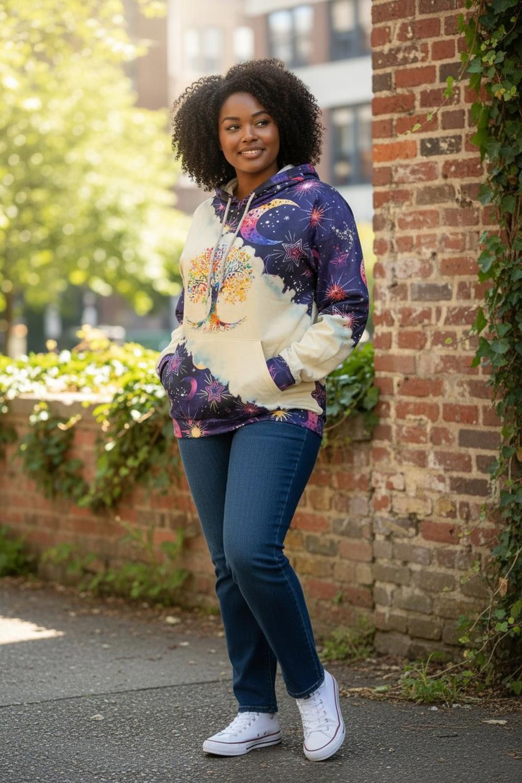 Unknown London Women's Colorful Tree and Moon Print Hoodie Size M / US 6-8 / IT 42-44 - 1 Thumbnail