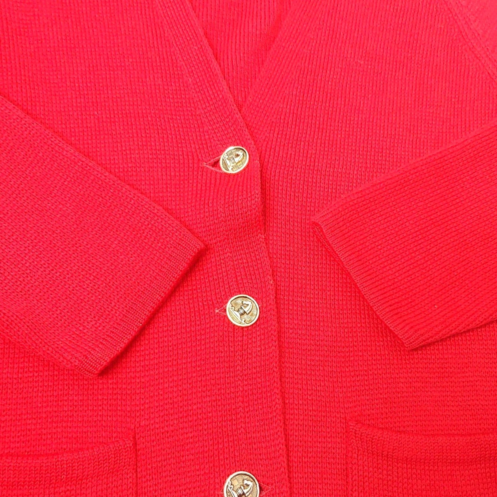 Vintage VINTAGE LeRoy Knitwear Cardigan Sweater S Red Virgin Wool Cardigan V Neck Button Size S / US 4 / IT 40 - 6 Thumbnail