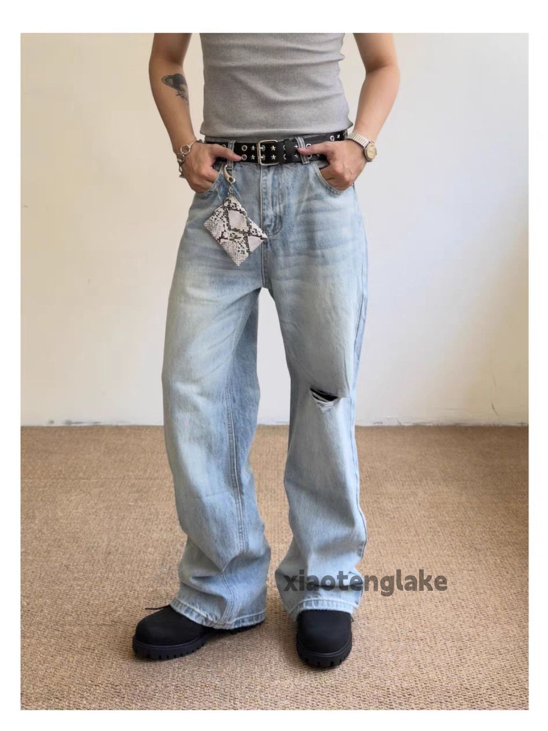 Jean xz Balenciaga rickowens style distressed faded damaged jeans Size US 30 / EU 46 - 9 Thumbnail