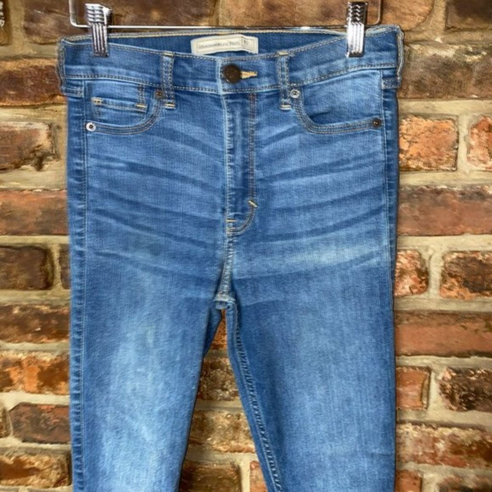 Aeropostale Abercrombie & Fitch Medium Blue Denim Raw Hem Skinny Jeans 0 Size 25" / US 0 / IT 36 - 2 Thumbnail