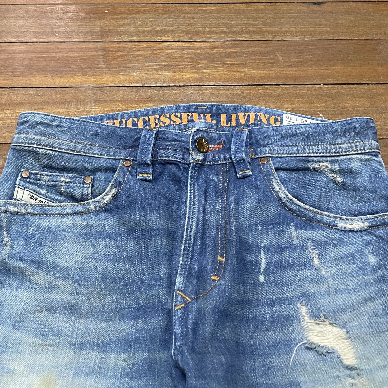 Diesel × Vintage Very Rare Design Vintage Brand Diesel Distressed Jeans 1990s Size US 29 - 3 Thumbnail