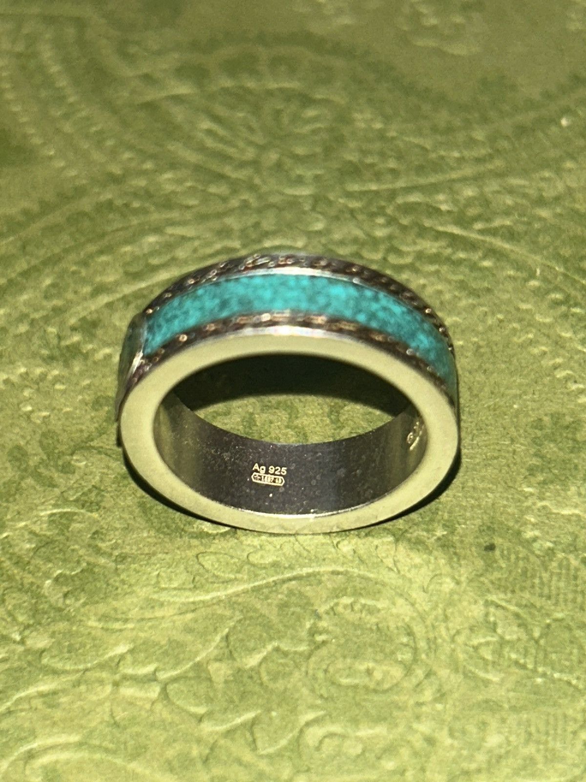 Gucci Gucci GG Sterling Silver Enamel Ring AG 925 Turquoise 645573 Size ONE SIZE - 3 Thumbnail