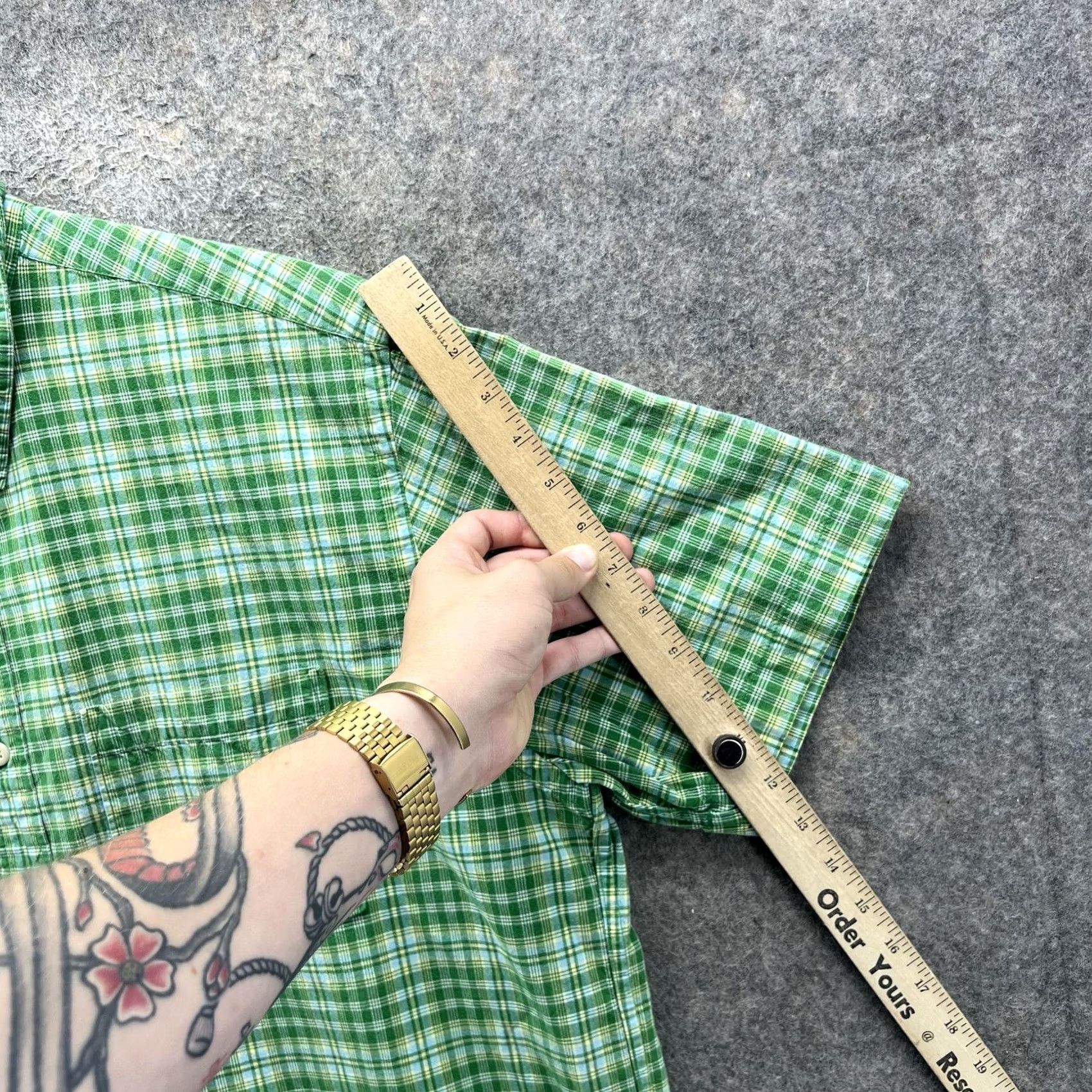 Abercrombie & Fitch VINTAGE Abercrombie & Fitch Shirt Mens XL Green Plaid Button-Down Short Sleeve Cotton Size US XL / EU 56 / 4 - 3 Thumbnail