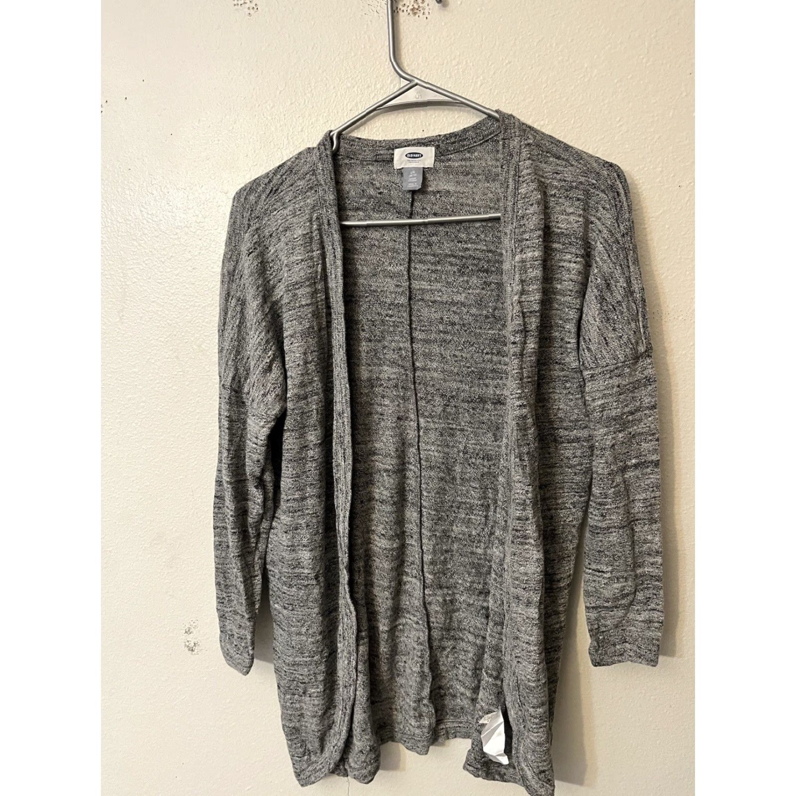 Old Navy Old Navy Cardigan Sweater Women L Gray Cotton Solid Long Sleeve Crew Neck Pockets Size L / US 10 / IT 46 - 2 Thumbnail