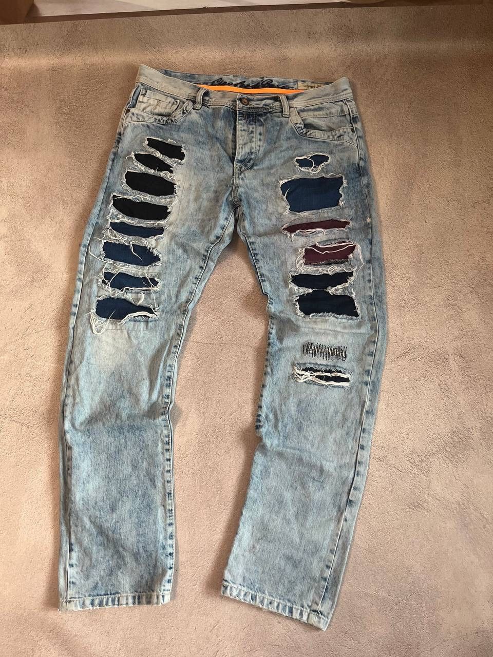 Vintage Dirty pants Faded Crash denim thrashed y2k distressed jeans Size US 32 / EU 48 - 1 Thumbnail