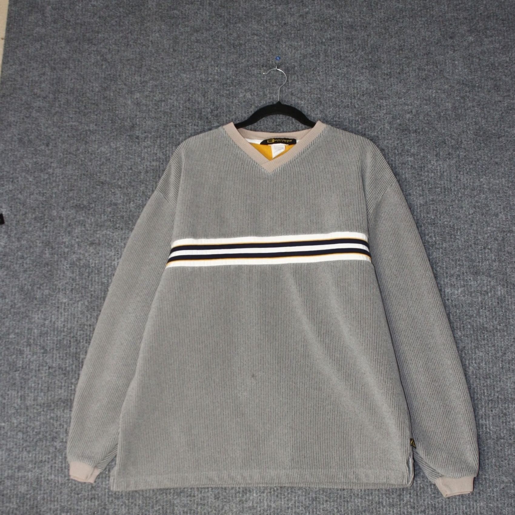 Vintage VINTAGE Bullhead Pullover Mens XL Gray Ribbed Nylon V-Neck Striped Gorpcore Skate Shirt Size US XL / EU 56 / 4 - 6 Thumbnail