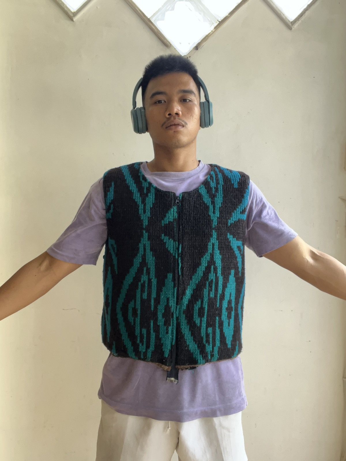 If Six Was Nine 80’s VINTAGE “GRANDMA” KNIT REVERSIBLE VEST Size US L / EU 52-54 / 3 - 1 Thumbnail