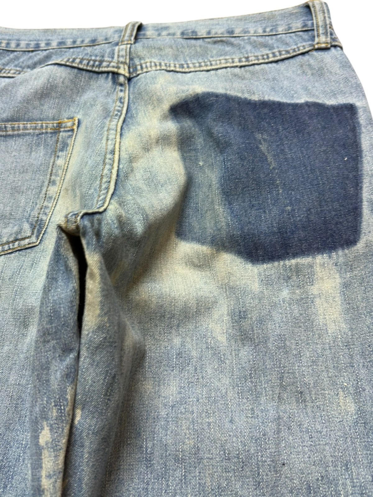 In The Attic Vintage In The Attic Mudwash Ripped Sashiko Style Denim Size US 29 - 7 Thumbnail