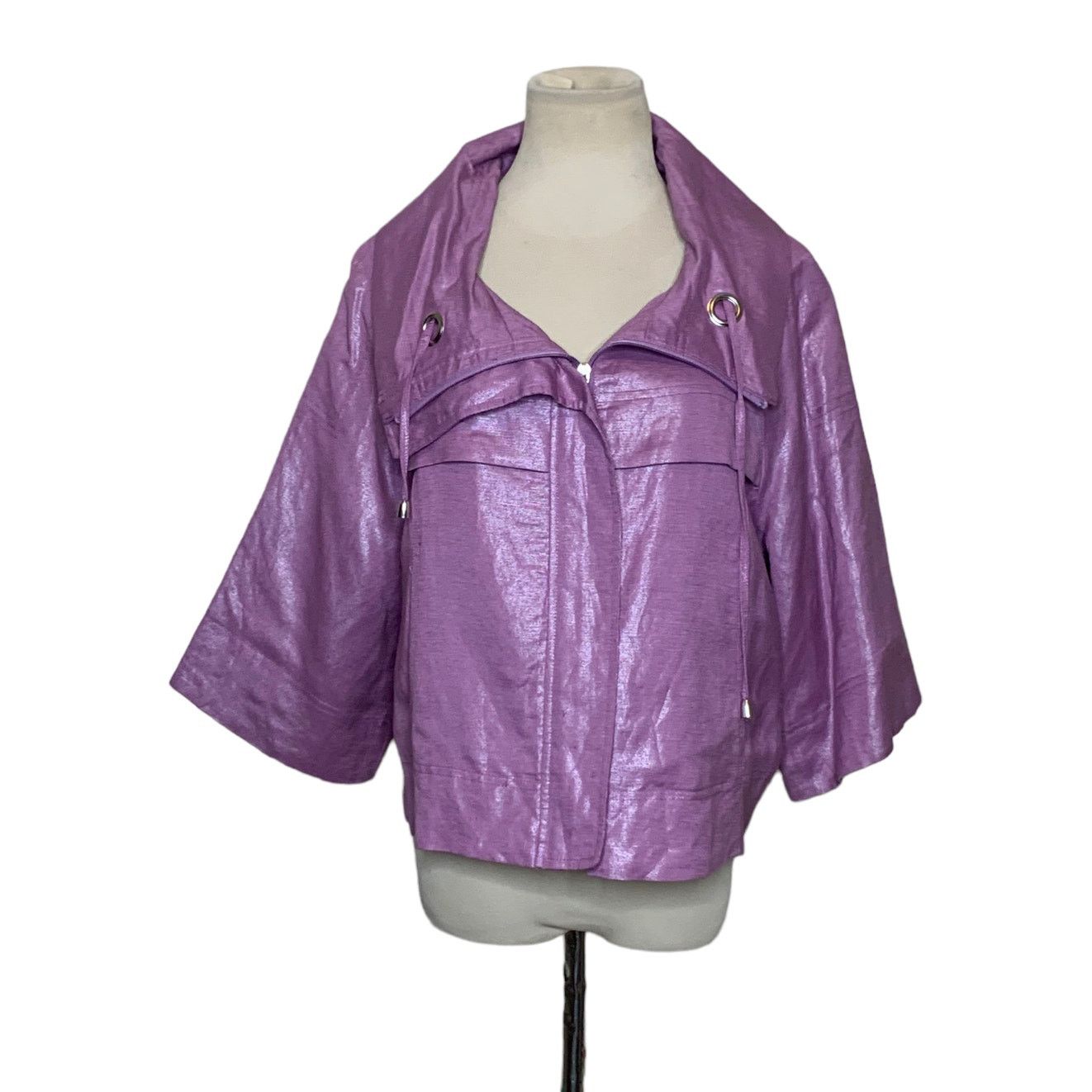 Sandro Sandro purple 3/4 sleeves zipper jacket size Large Size L / US 10 / IT 46 - 1 Thumbnail