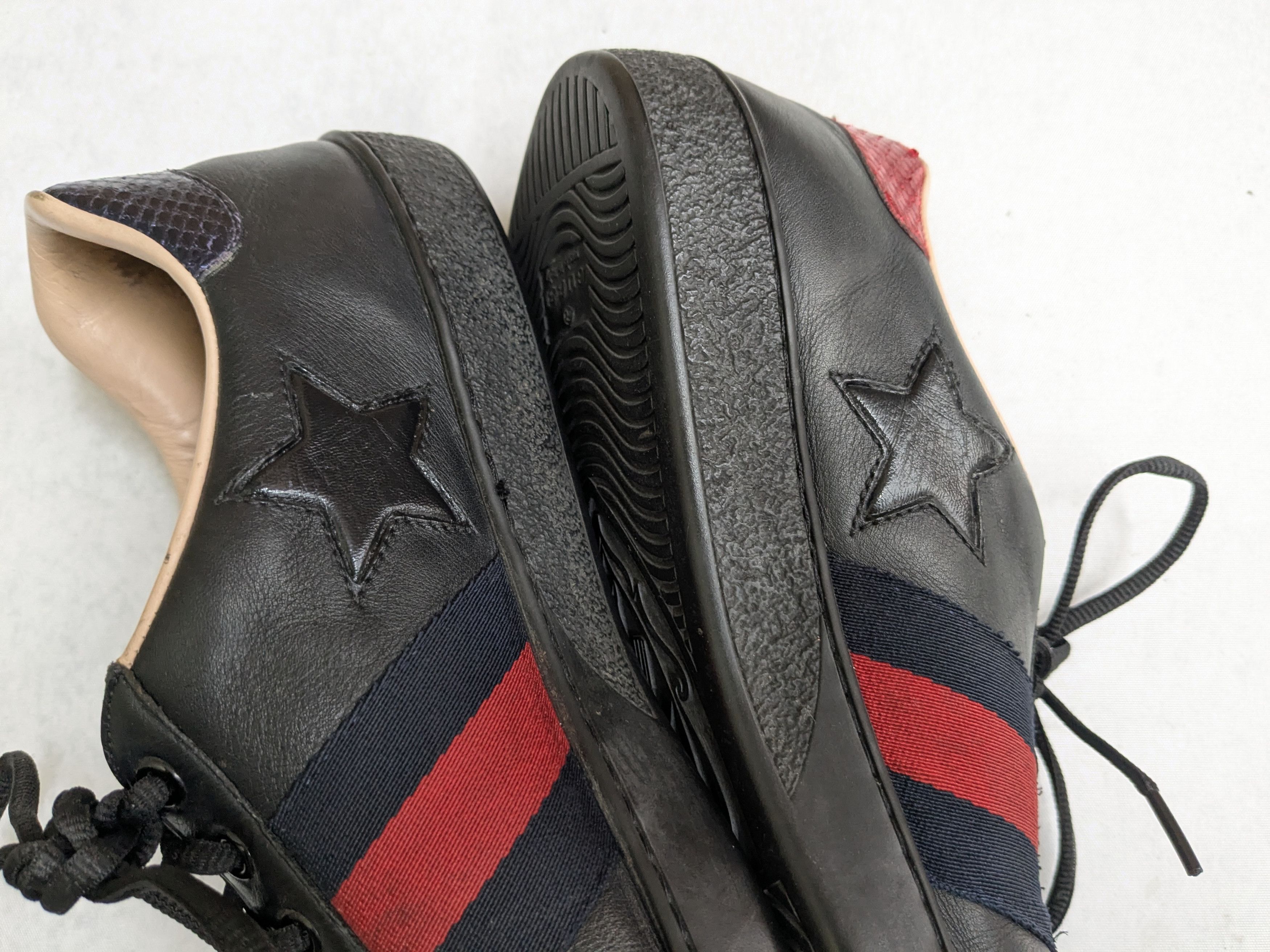 Gucci Gucci Ace Sneakers Black 10.5 Low Tops Leather Stars Size US 10.5 / EU 43-44 - 10 Thumbnail