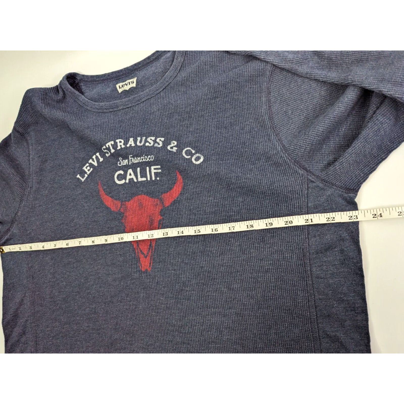 Levi's Levi's Shirt Men 2XL Blue Long Sleeve Waffle Knit Thermal Bull Skull Logo Size US XXL / EU 58 / 5 - 6 Thumbnail