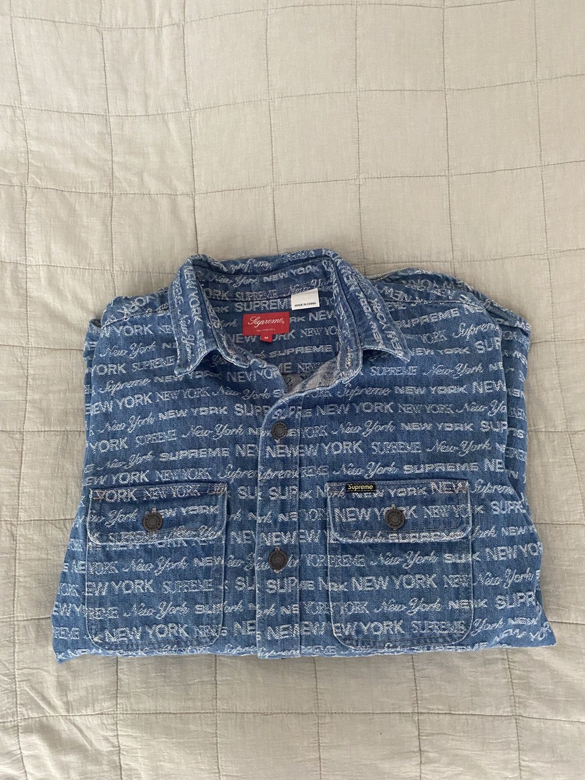 Supreme Supreme Multi Type Jacquard Denim Shirt Blue Size US M / EU 48-50 / 2 - 5 Thumbnail