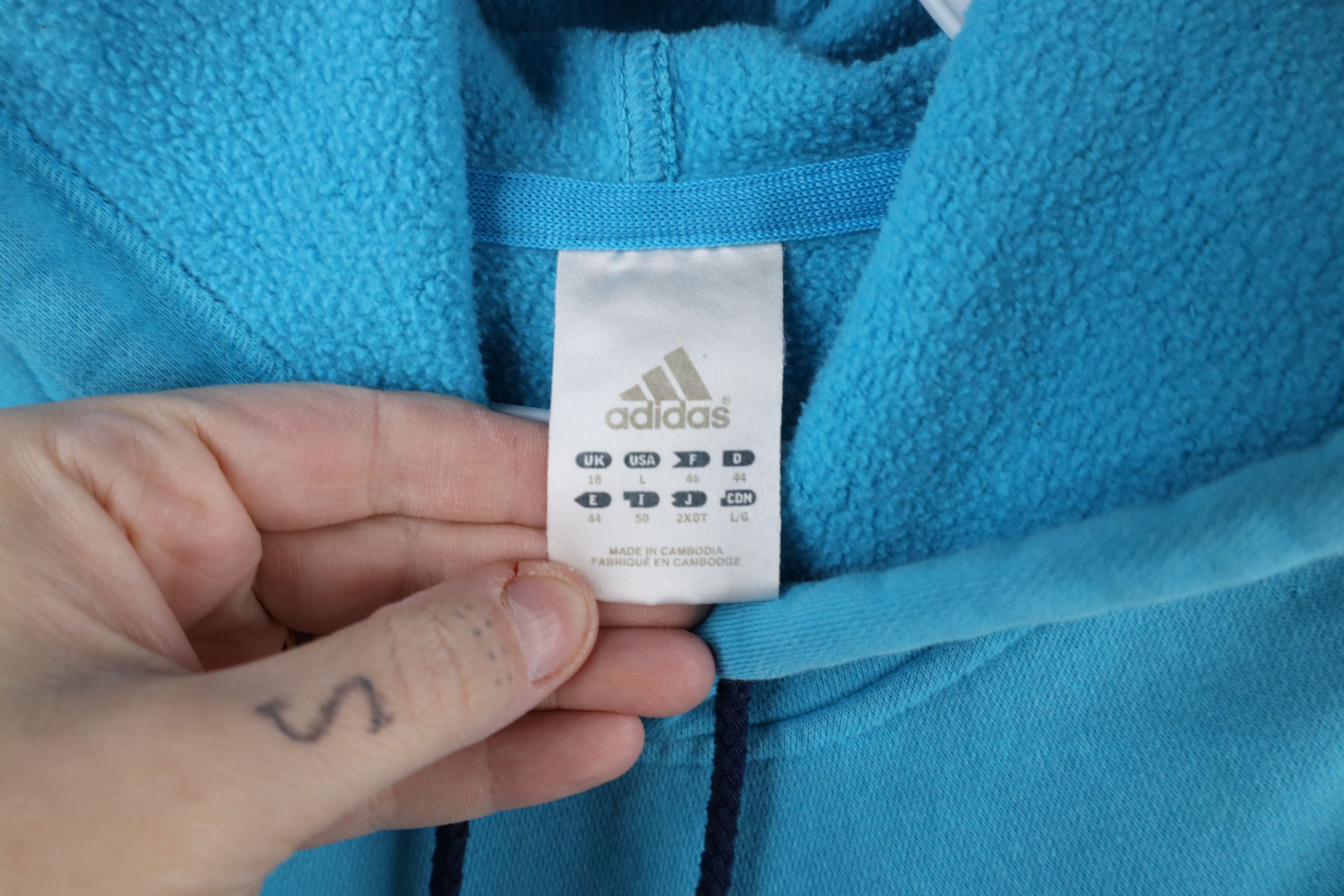 Adidas × Vintage Vintage Y2K Adidas Spell Out Felt Letter Hoodie Sweatshirt Size L / US 10 / IT 46 - 8 Thumbnail