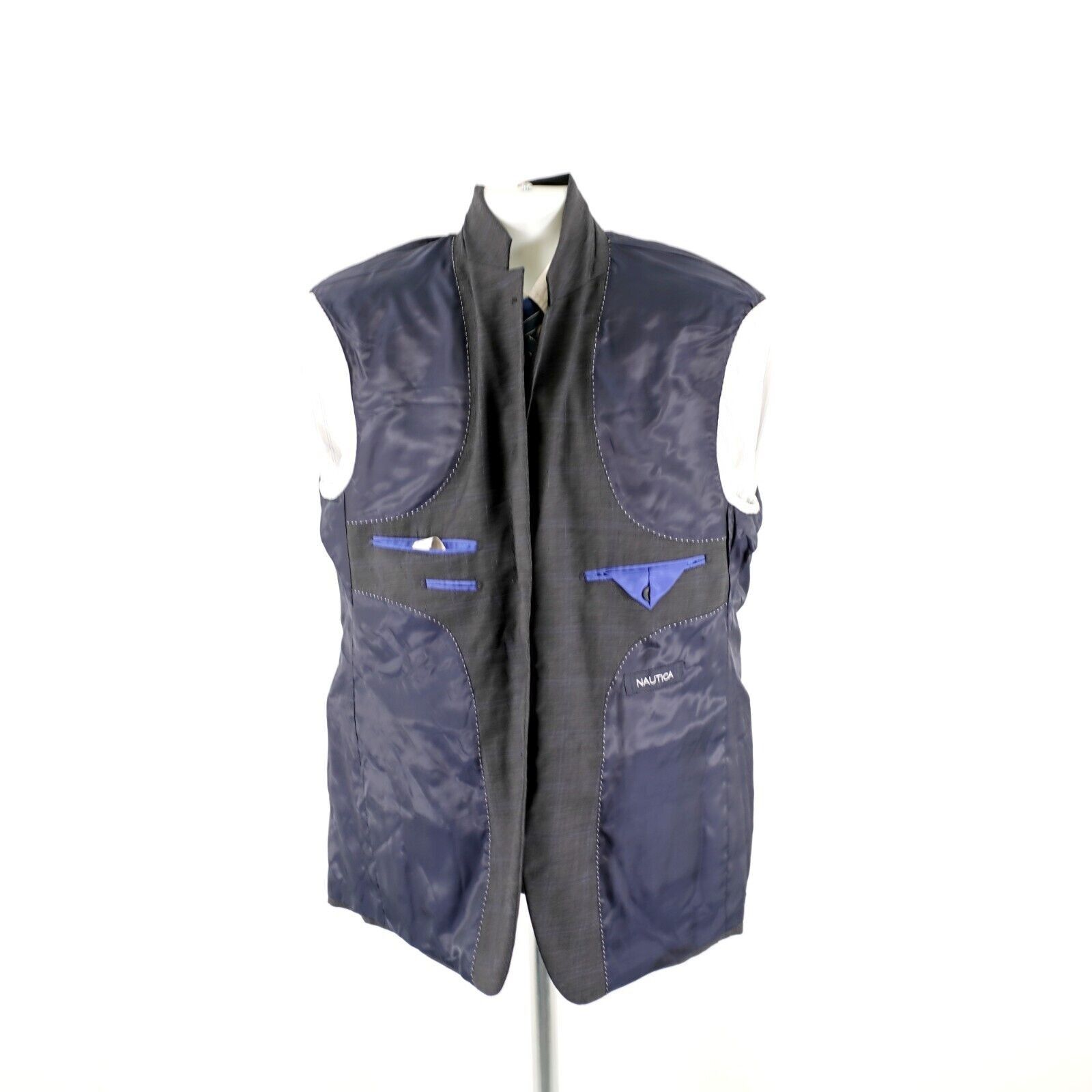 Nautica DAMAGED Nautica Wool Gray Glen Plaid W/ Blue Windowpane 2 Bu Size 42R - 12 Thumbnail