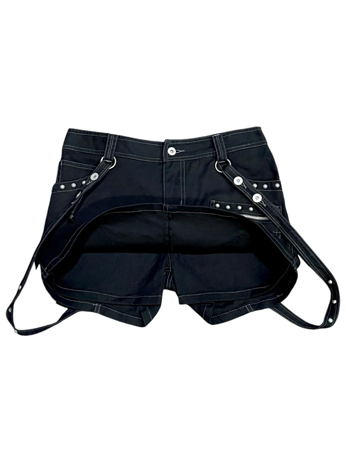 Tribal Streetwear ALGONQUINS Punk Bondage Studded Hybrid Mini Skirt Hot Pants Size 30" / US 8 / IT 44 - 7 Thumbnail